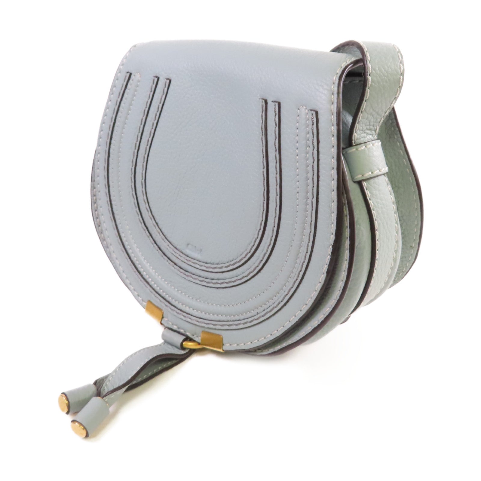 Chloe 牛皮皮革Marcie Small Shoulder Bag金扣肩背袋天空藍色