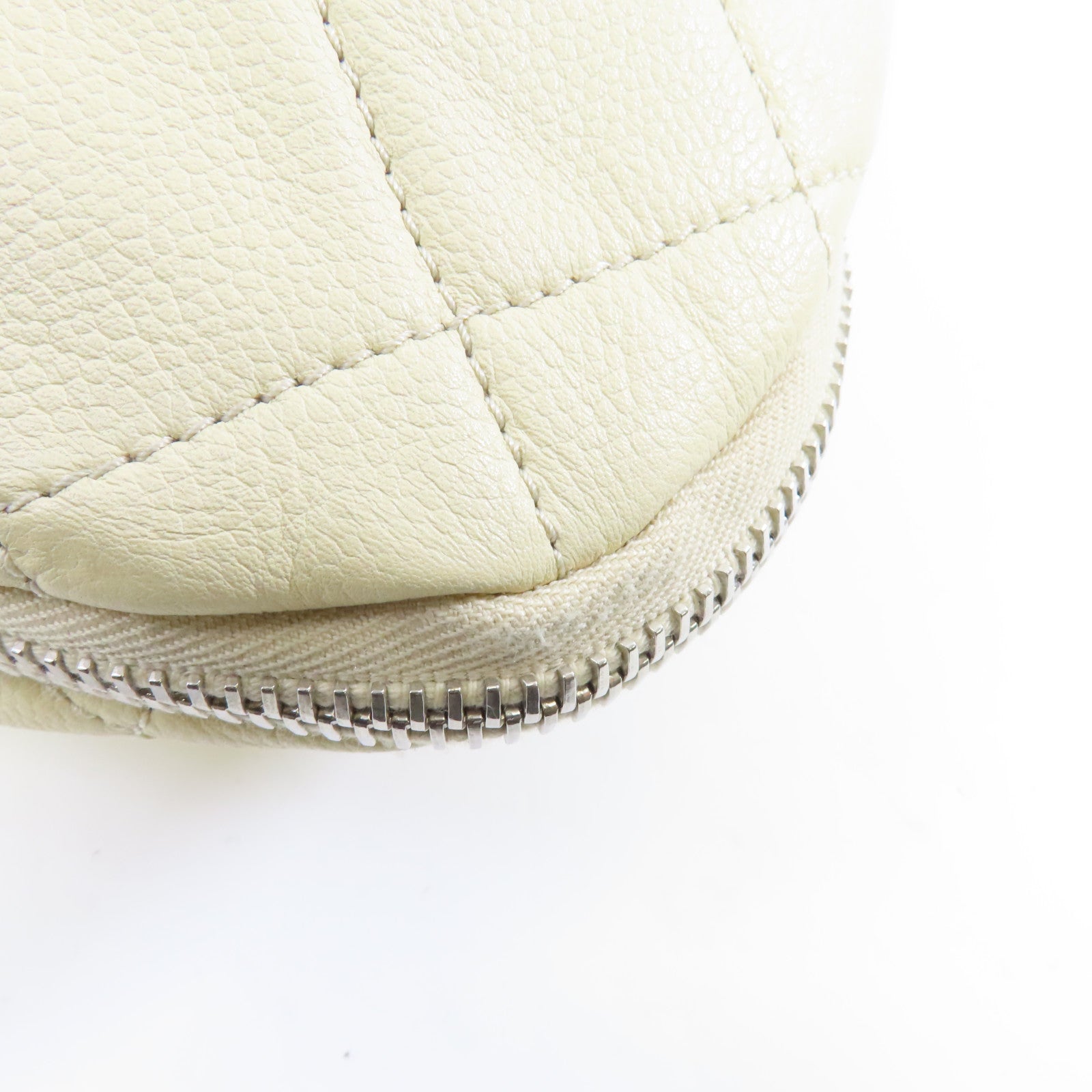 CHANEL 【激減優惠】菱格Caviar皮革Shoulder Bag銀扣奶油色
