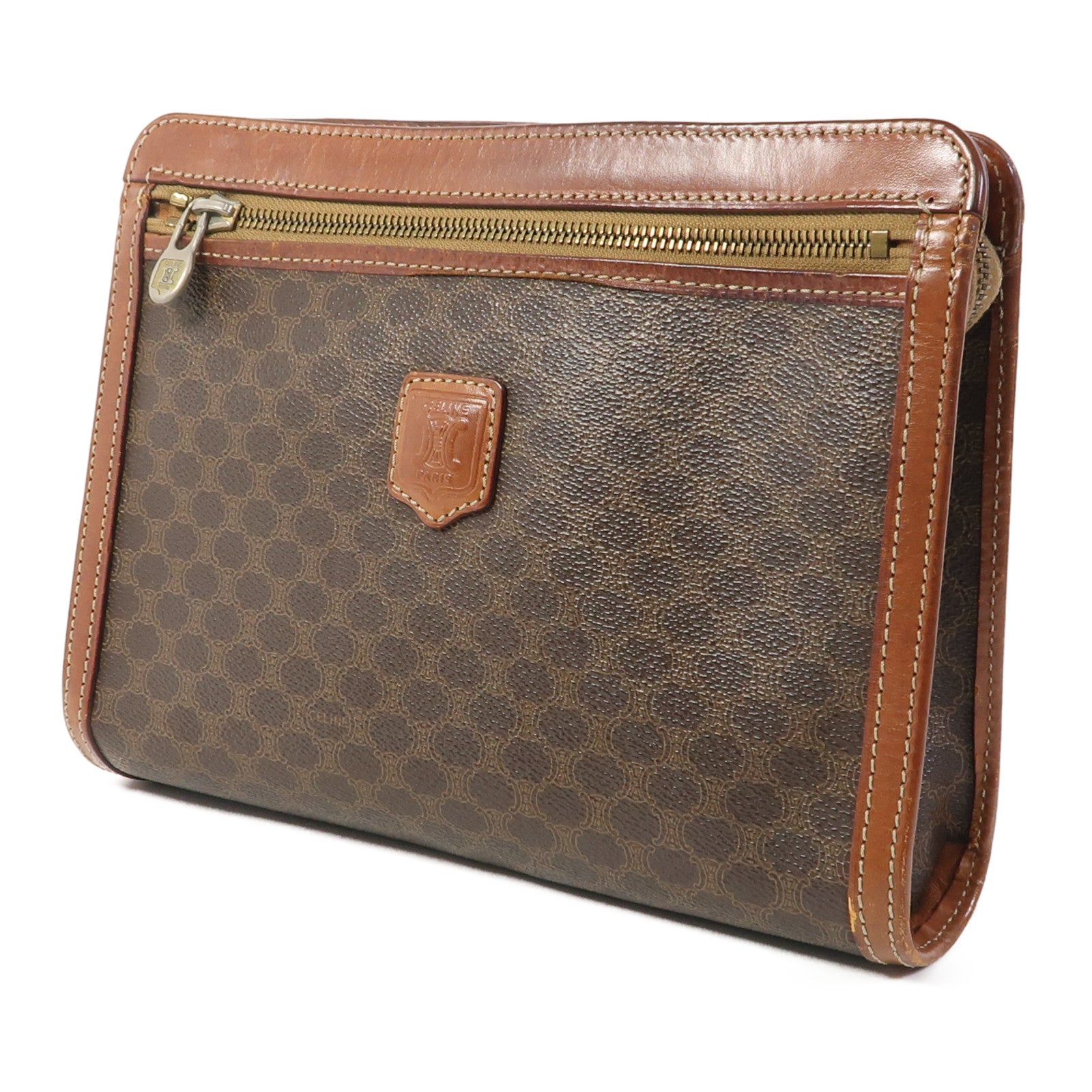 CELINE 牛皮皮革Shoulder Bag金扣鏈帶手挽肩背兩用袋