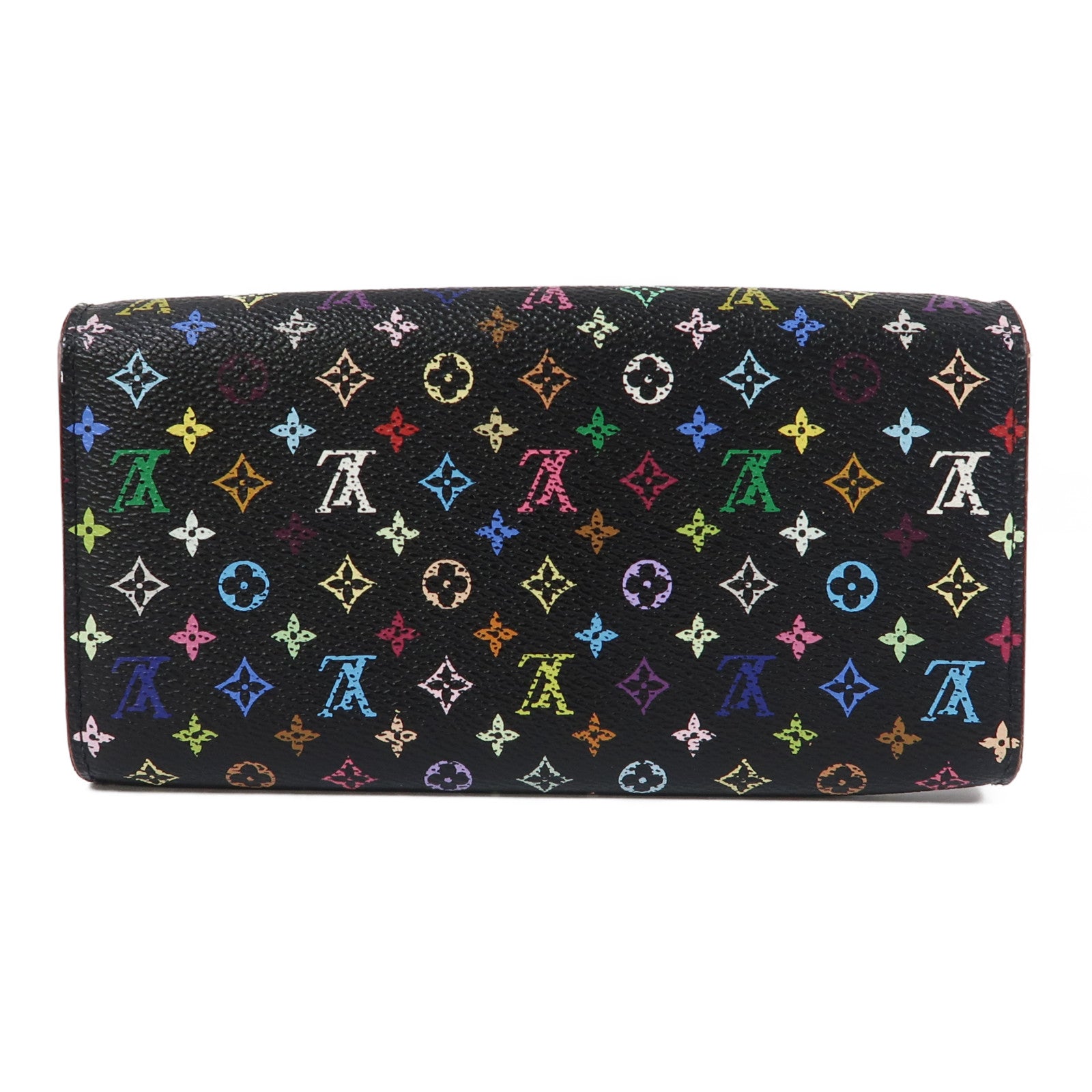 LOUIS VUITTON Monogram Multicolore Sarah Wallet金扣折疊長錢包黑色/彩色