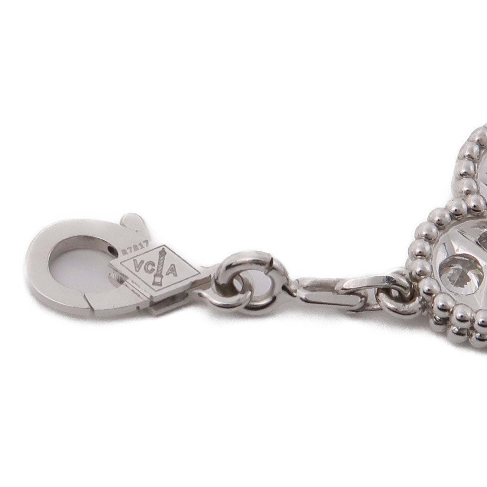 Van Cleef & Arpels 18K白金/鑽石Vintage Alhambra 5 motifs手鏈