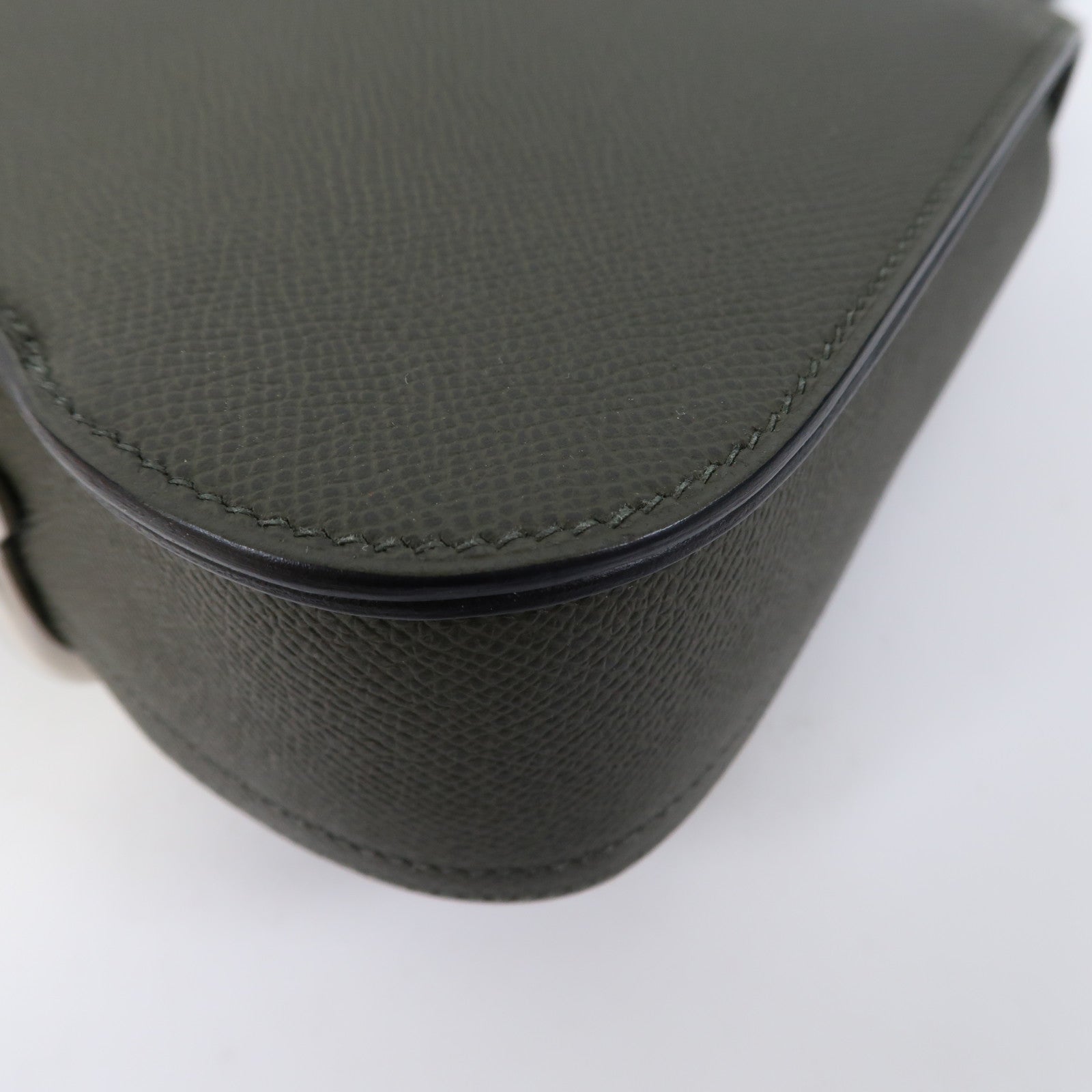 HERMES Epsom皮革Della Mini銀扣肩背袋Vert de Gris/灰色