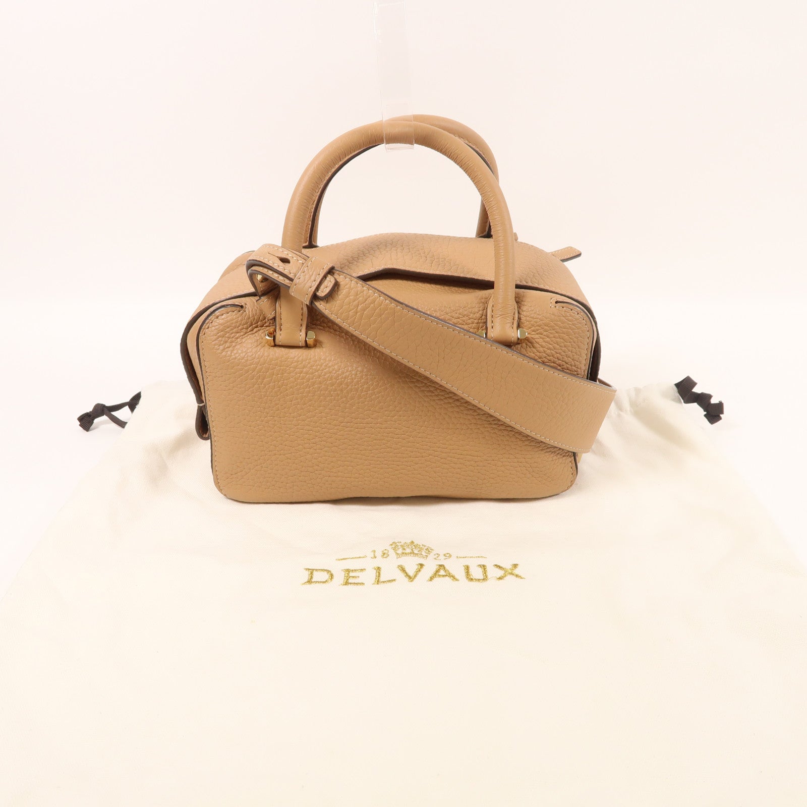 Delvaux 牛皮皮革Delvaux Cool Box Mini金扣手挽肩背兩用袋
