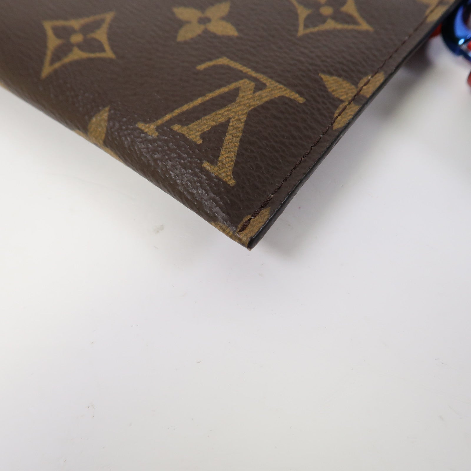 LOUIS VUITTON 【激減優惠】Monogram Ribbon Pouch手拿包啡色/藍色