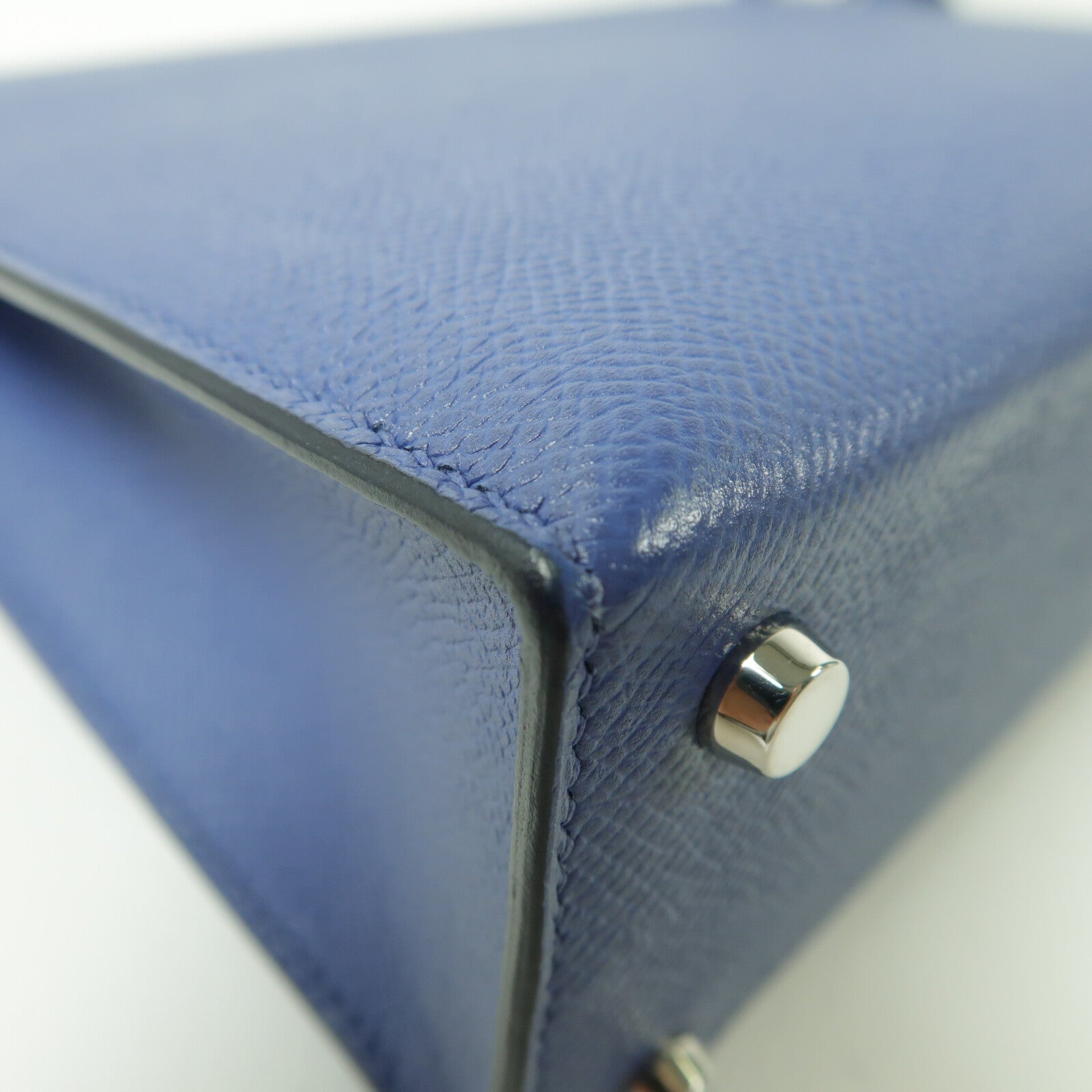 HERMES Epsom皮革Verrou 23銀扣肩背袋Bleu Encre