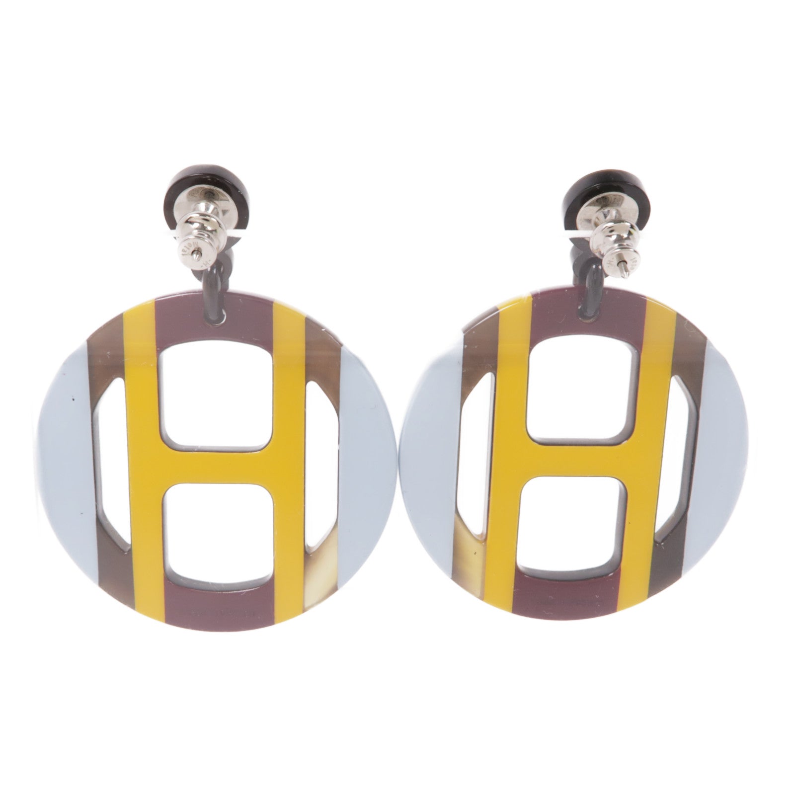 HERMES 水牛角H Equipe Earrings耳環