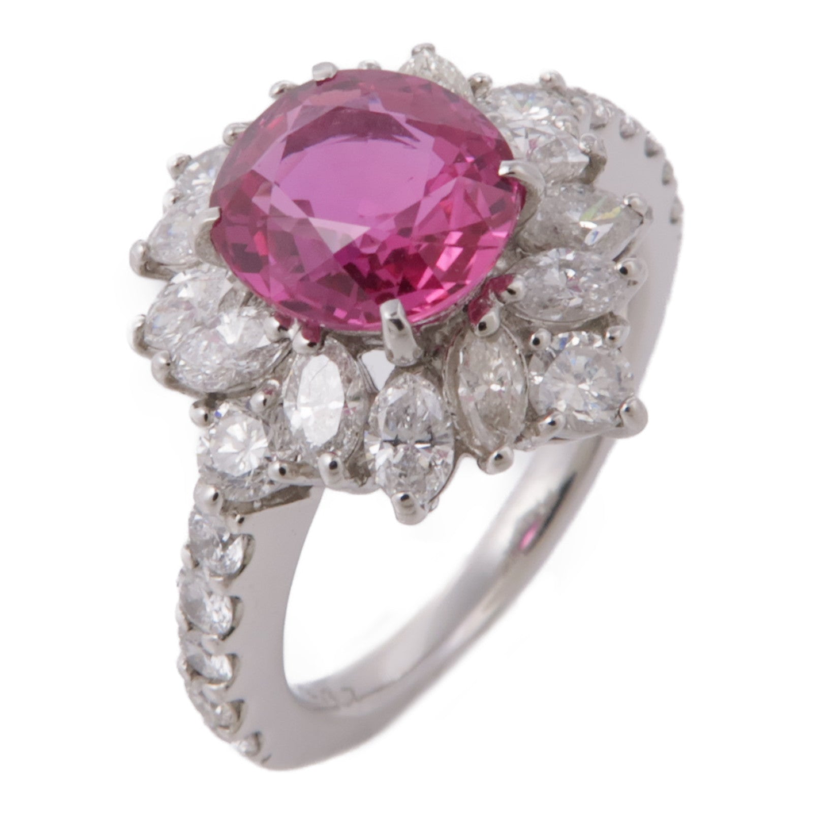 JEWELRY PT900鉑金Ruby Diamond Ring紅寶石/鑽石戒指US#6.75