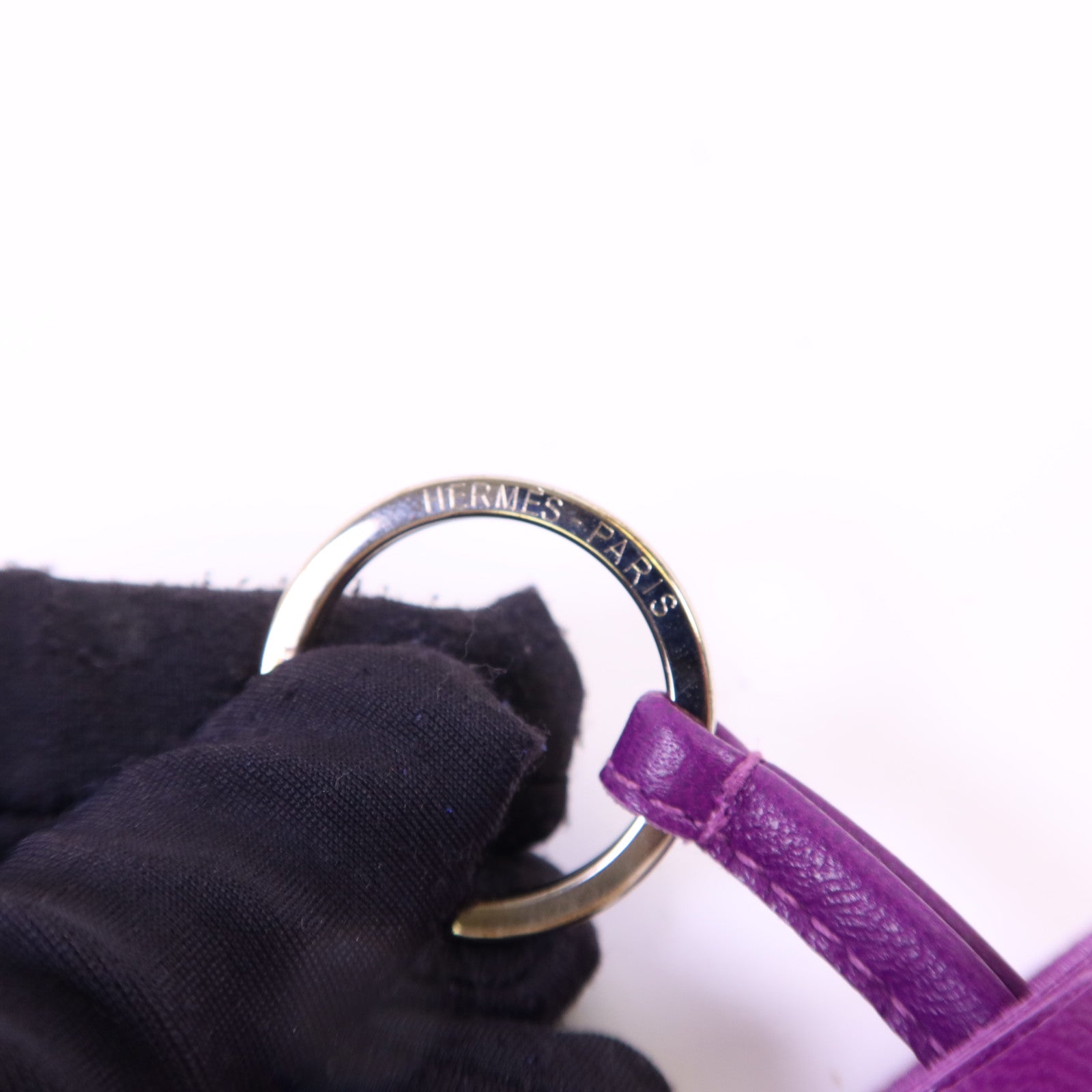 HERMES 【激減優惠】Milo皮革Carmen Key Ring銀扣鎖匙扣