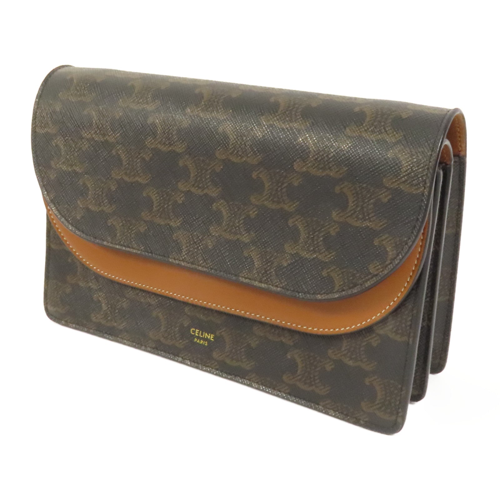 CELINE 塗層帆布Wallet On Strap肩背袋