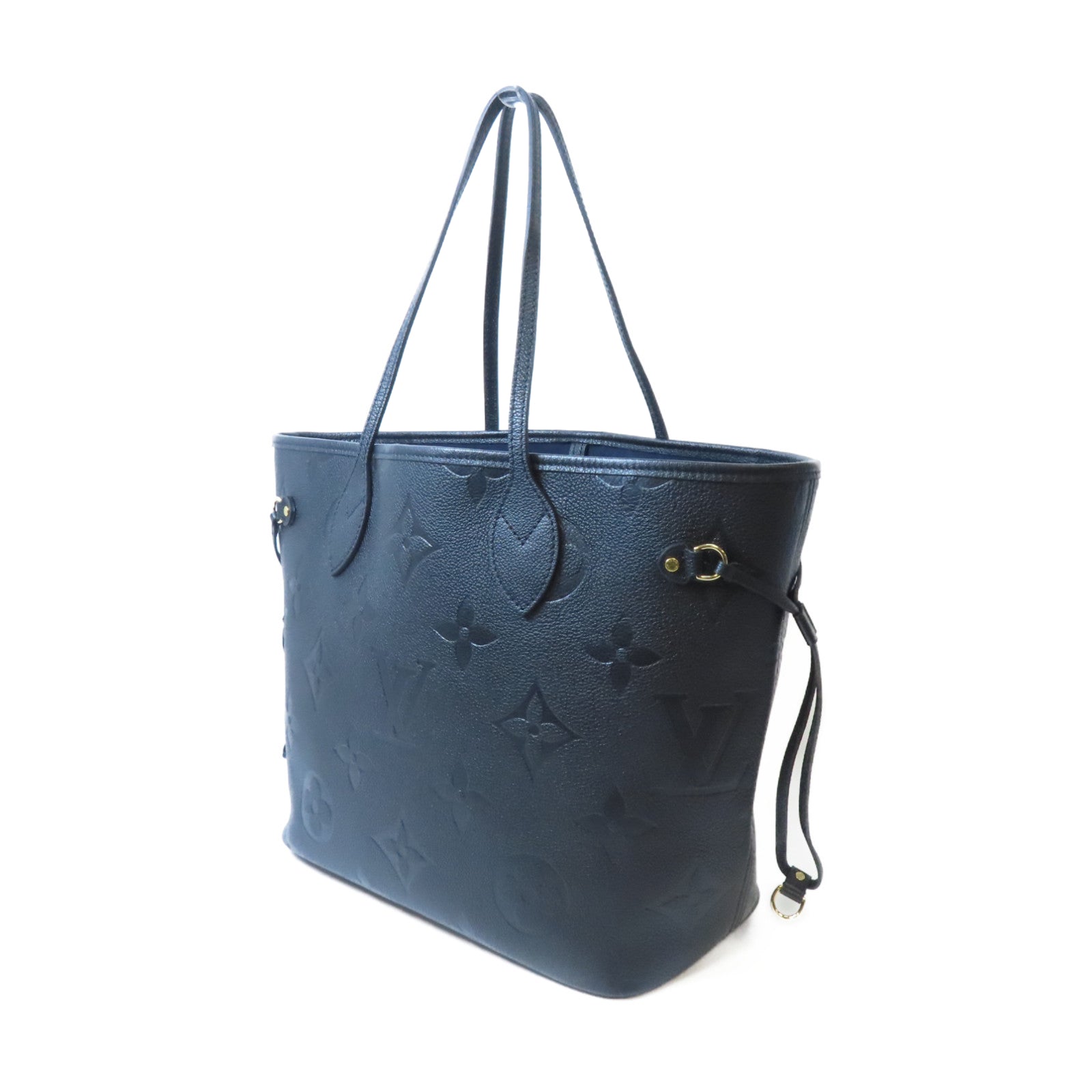 LOUIS VUITTON Monogram Empreinte Neverfull MM金扣手挽袋黑色