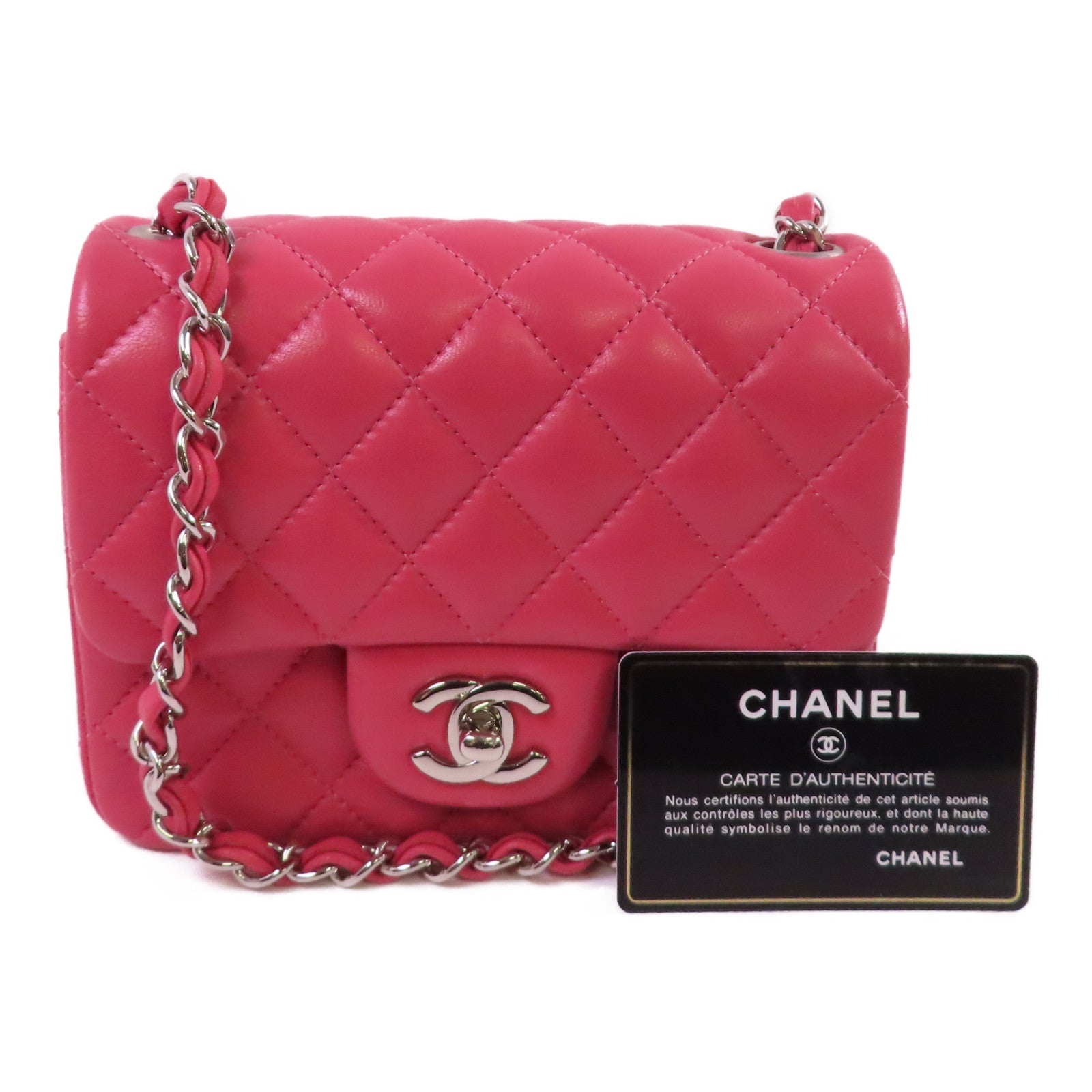 CHANEL CC SHW Mini Classic 17 Chain Shoulder Bag Lambskin Leather