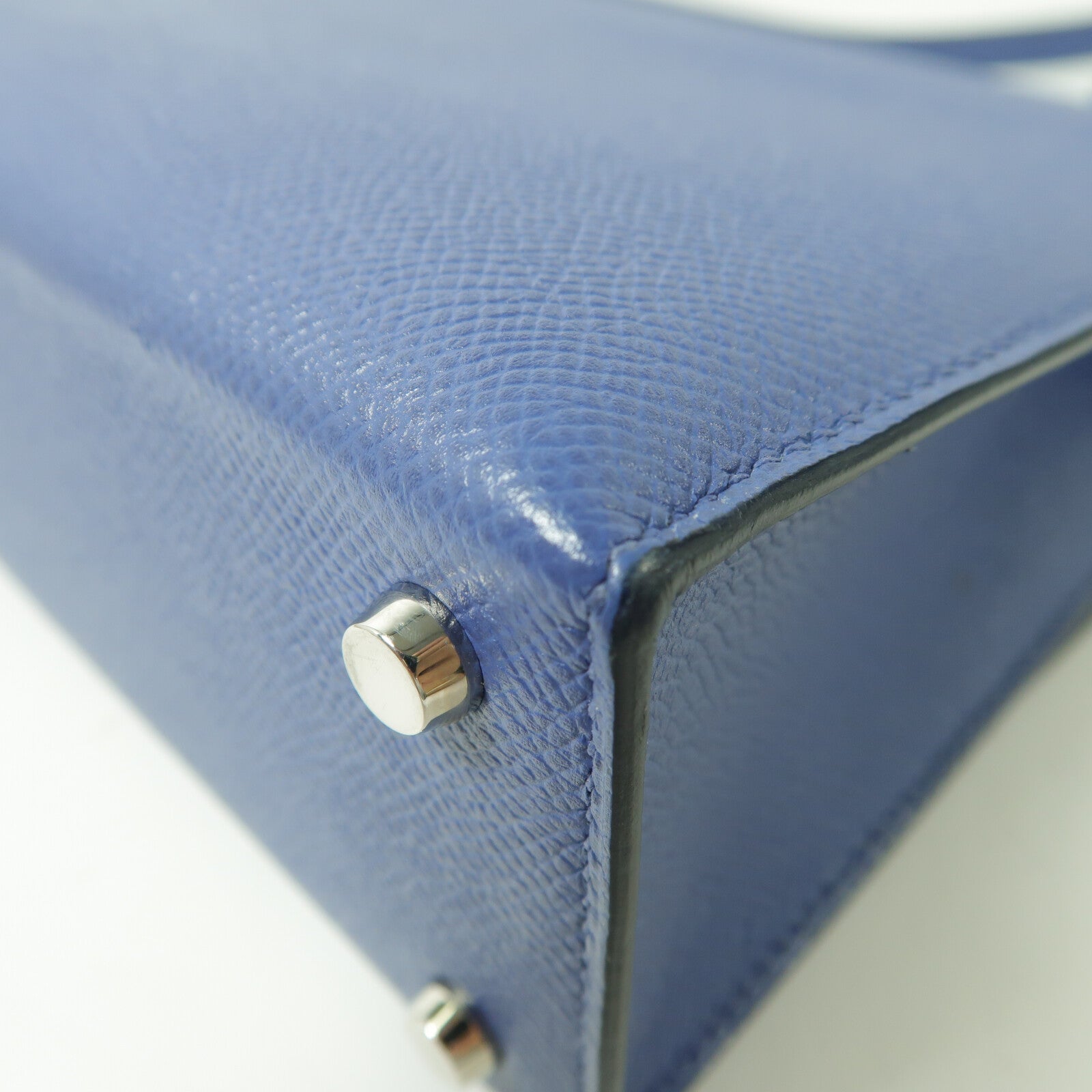 HERMES Epsom皮革Verrou 23銀扣肩背袋Bleu Encre