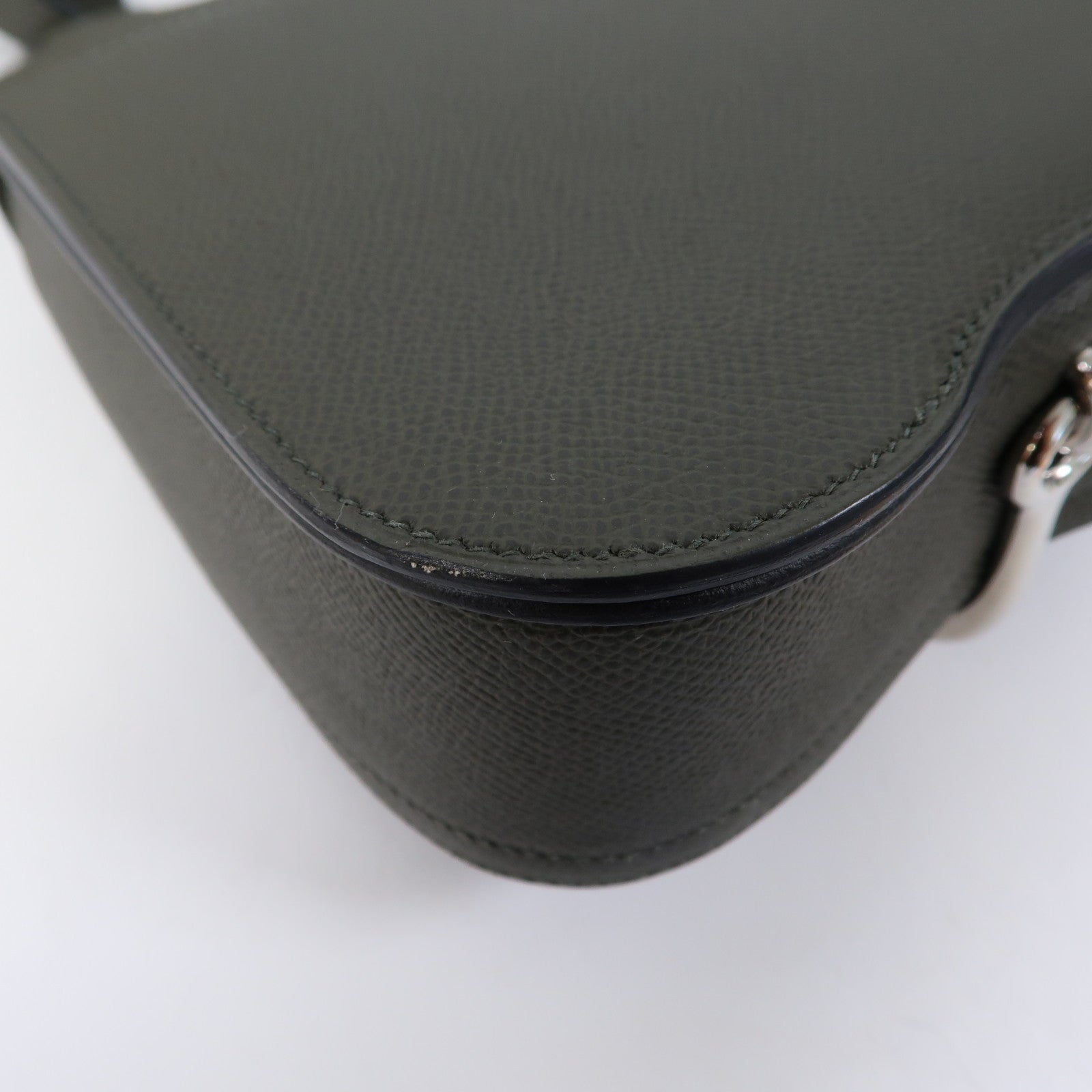 HERMES Epsom皮革Della Mini銀扣肩背袋Vert de Gris/灰色