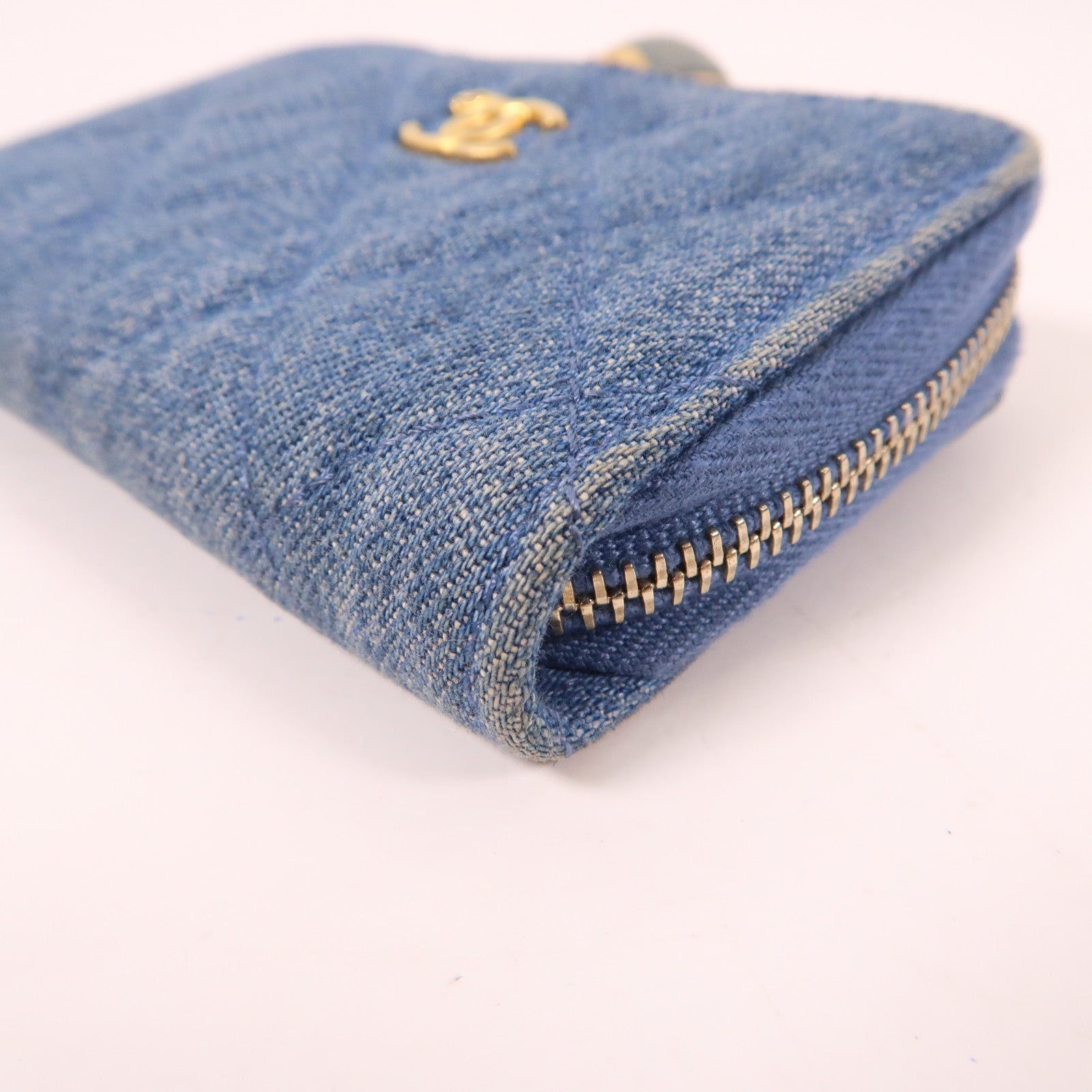 CHANEL 【激減優惠】菱格牛仔布Chain Shoulder Bag金扣鏈帶肩背袋藍色