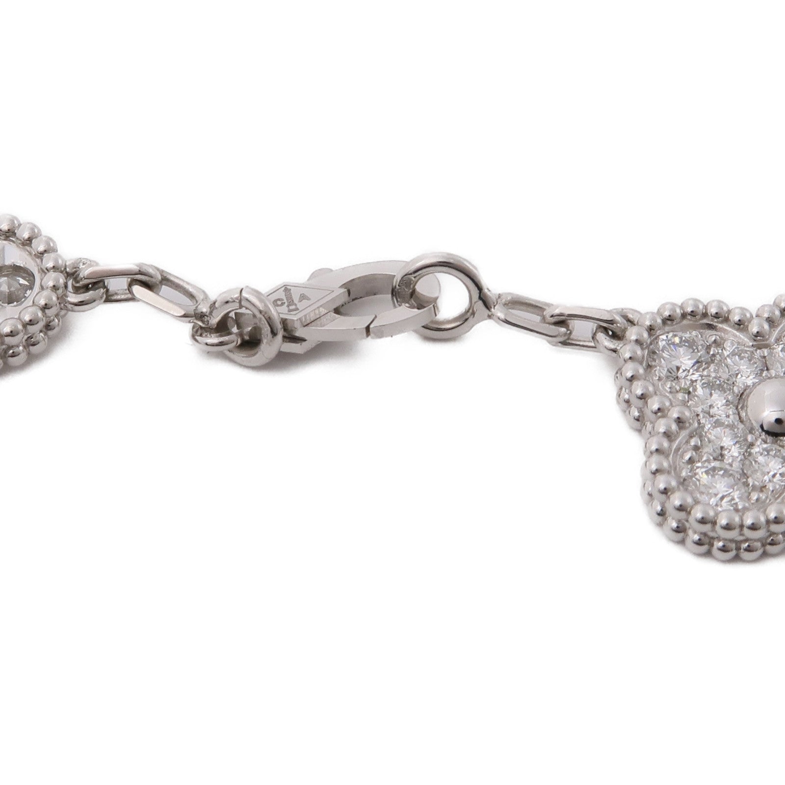 Van Cleef & Arpels 18K白金/鑽石Vintage Alhambra 5 motifs手鏈