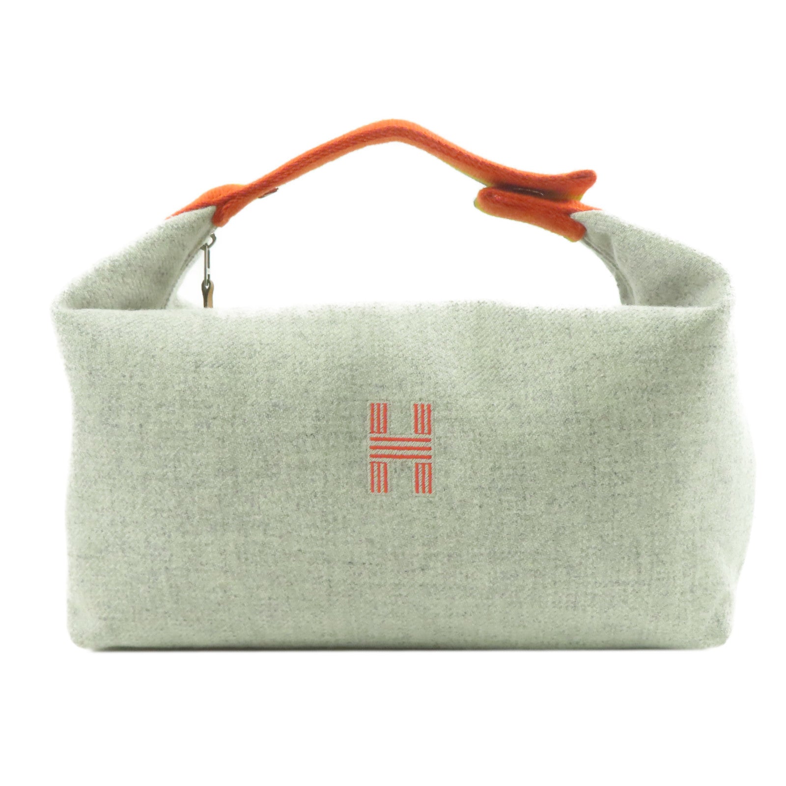 HERMES Toile H帆布Bride a Brac銀扣手挽袋灰色