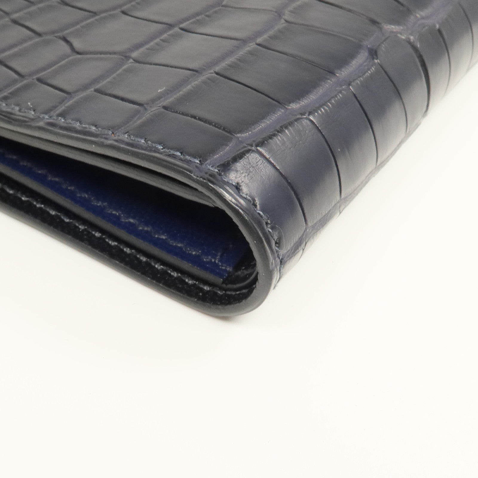 HERMES Alligator Mat皮革MC2 Copernic Wallet錢包Noir/Bleu Indigo/Bleu Marine