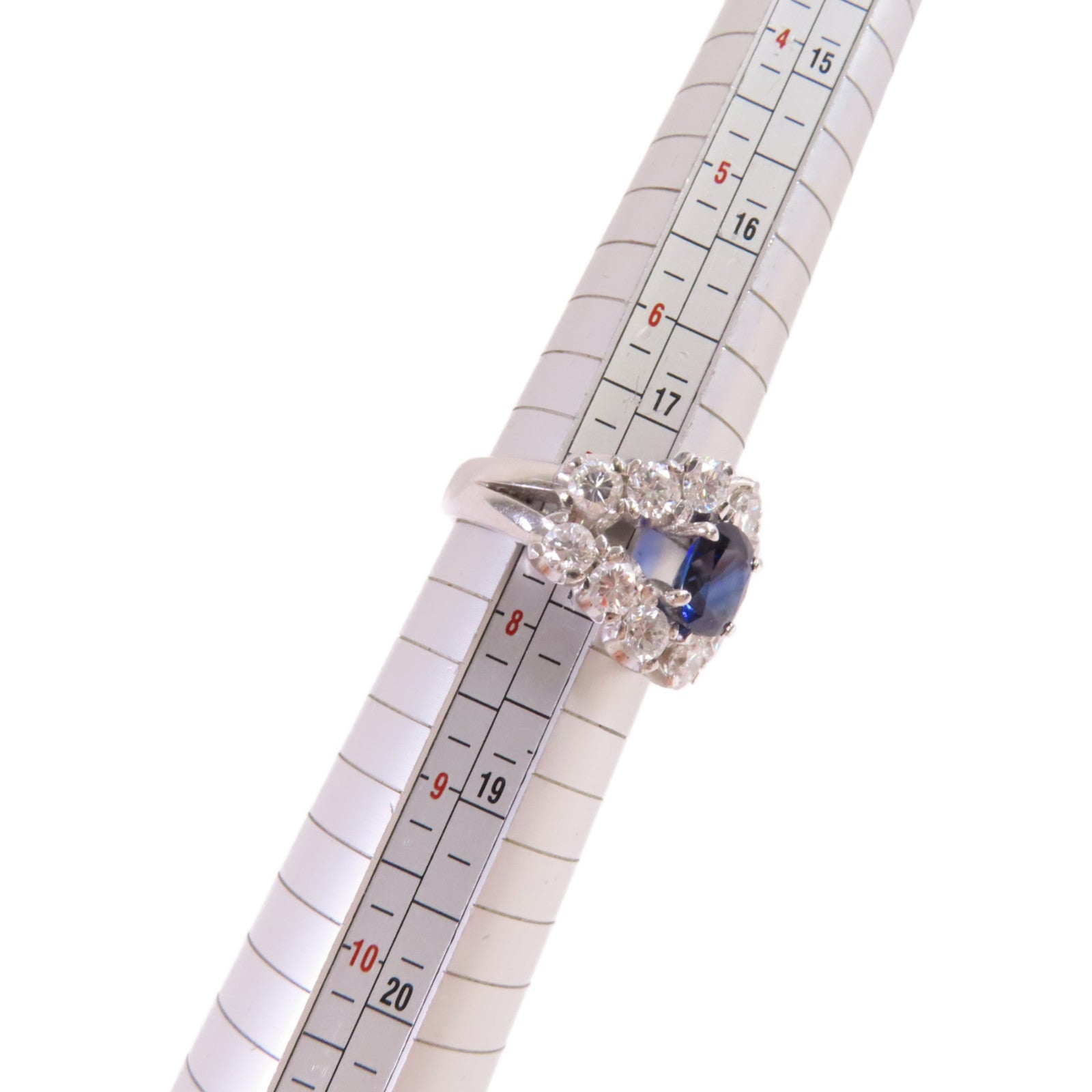 JEWELRY 【激減優惠】PT900鉑金/1.79ct藍寶石/2.50ct鑚石Sapphire Diamond Ring戒指US#7.5