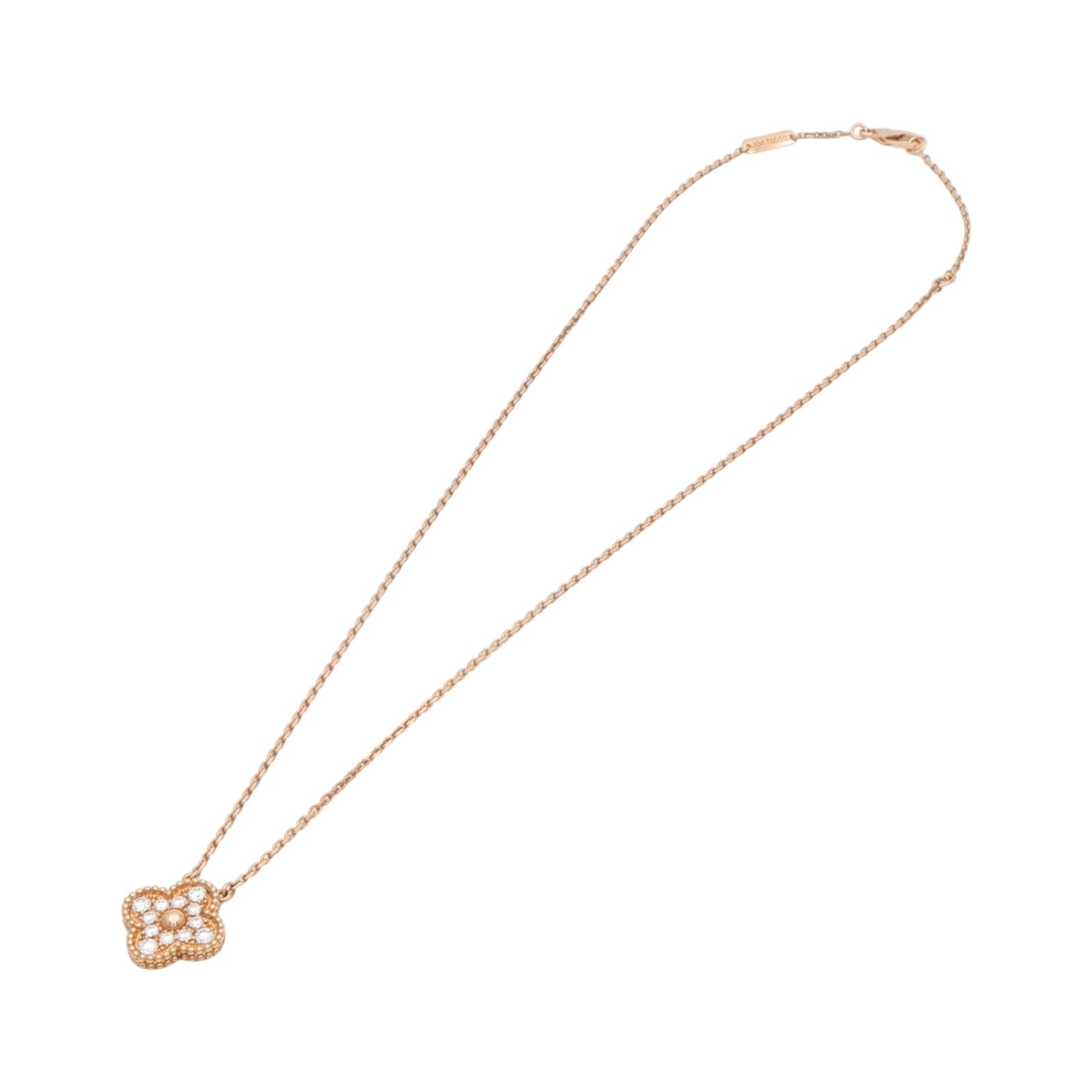 Van Cleef & Arpels 18K玫瑰金Vintage Alhambra Pendant Diamond鑽石項鍊