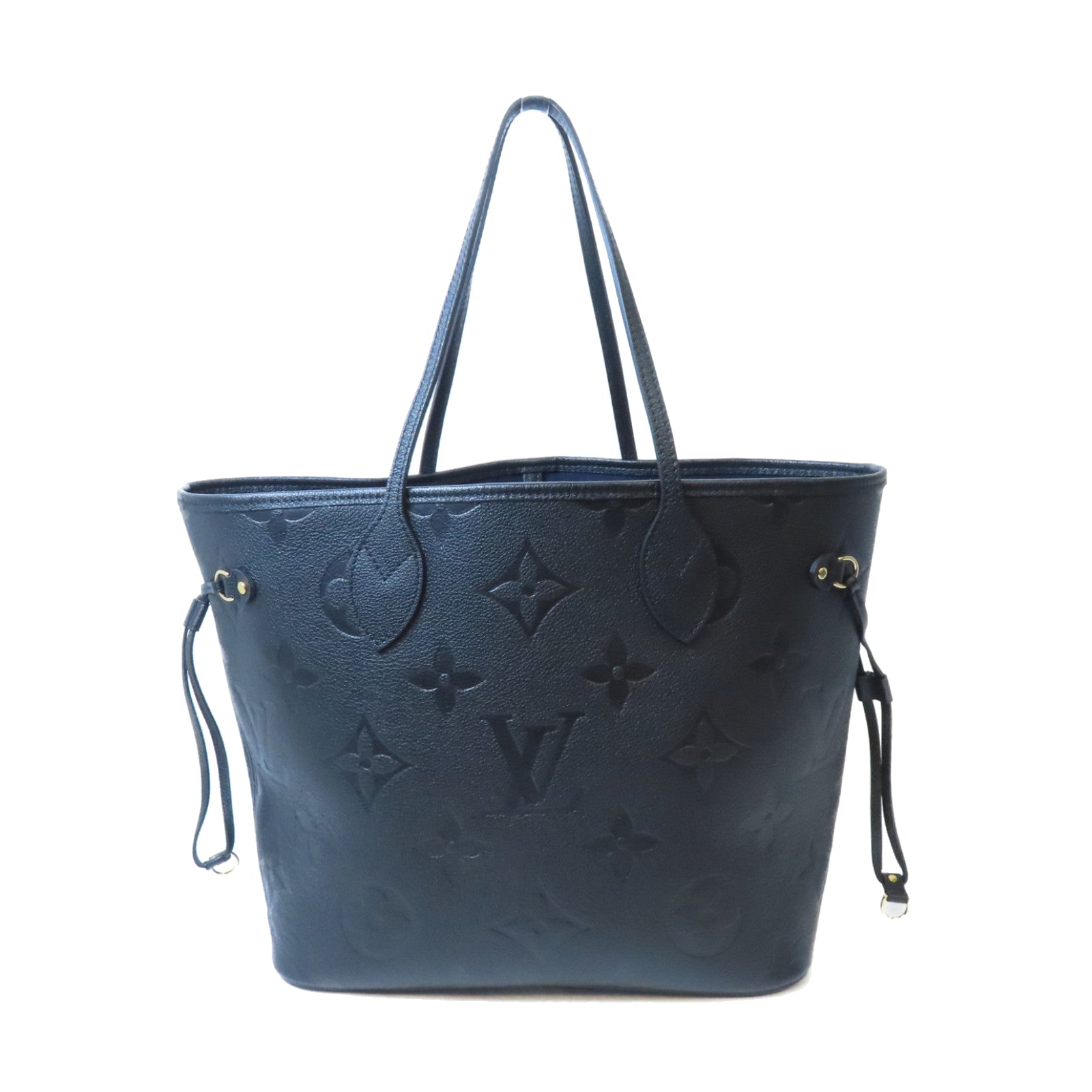 LOUIS VUITTON Monogram Empreinte Neverfull MM金扣手挽袋黑色