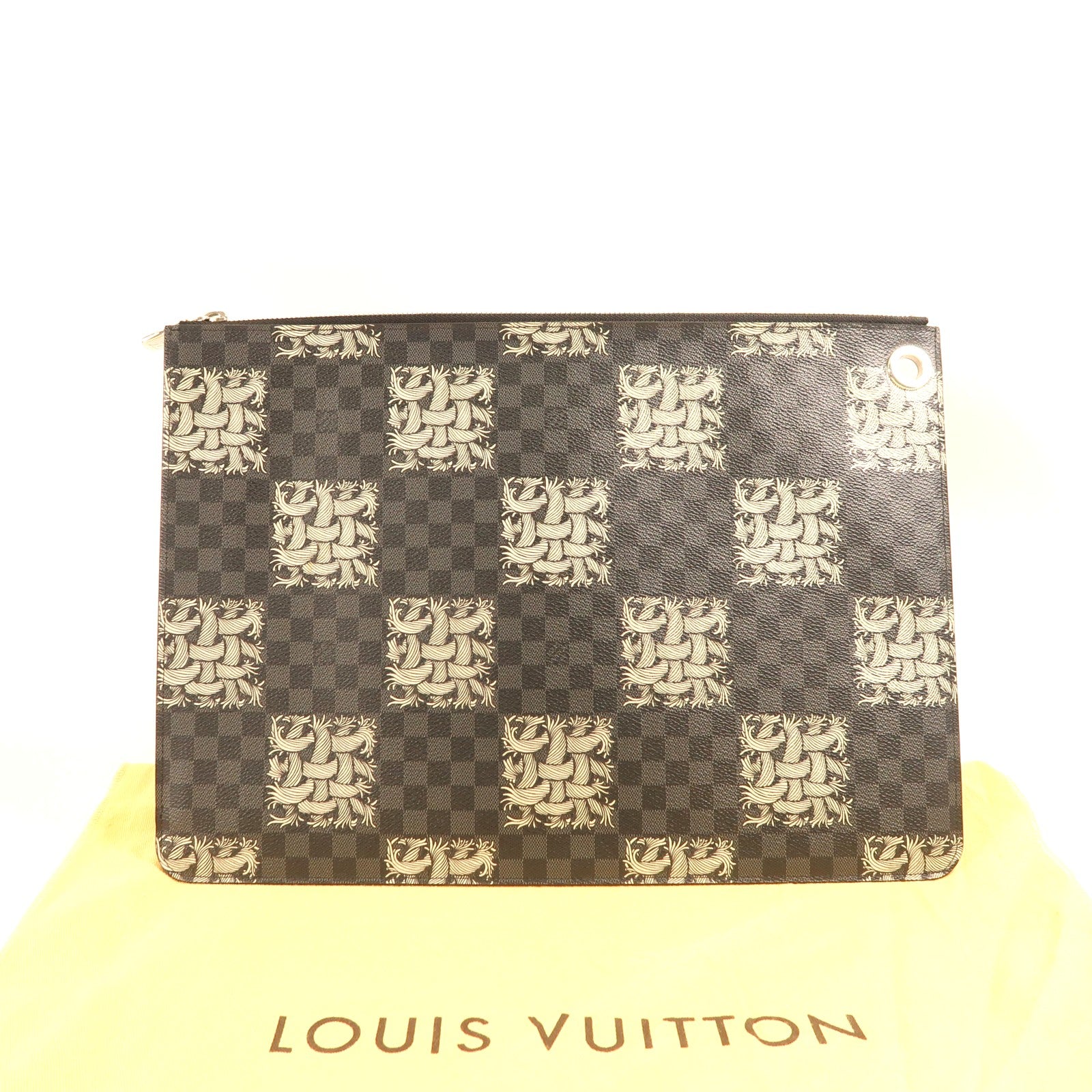 LOUIS VUITTON Damier Graphite Pochette Joule GM銀扣手拿包