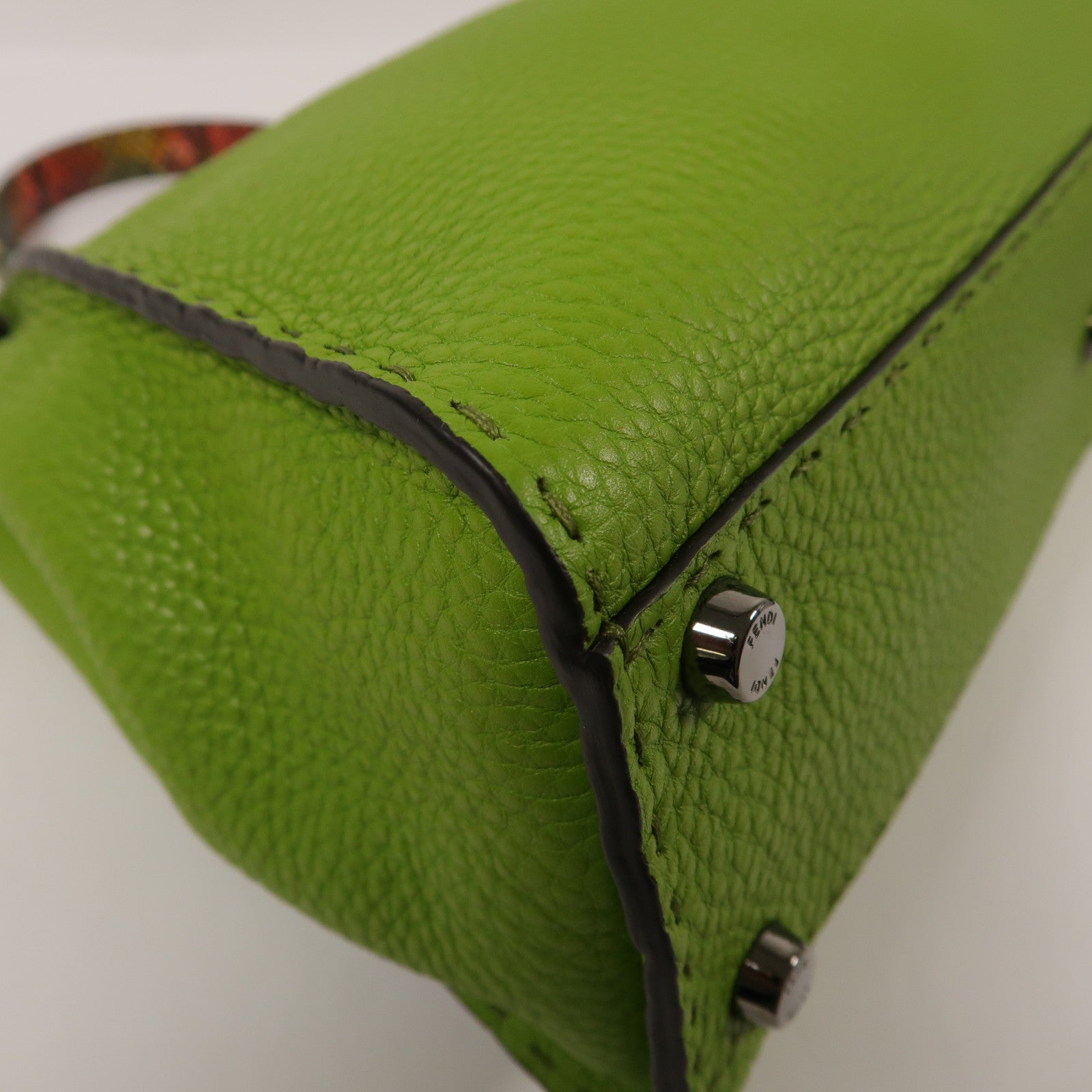 FENDI 牛皮/蛇皮革Peekaboo銀扣手挽肩背兩用袋