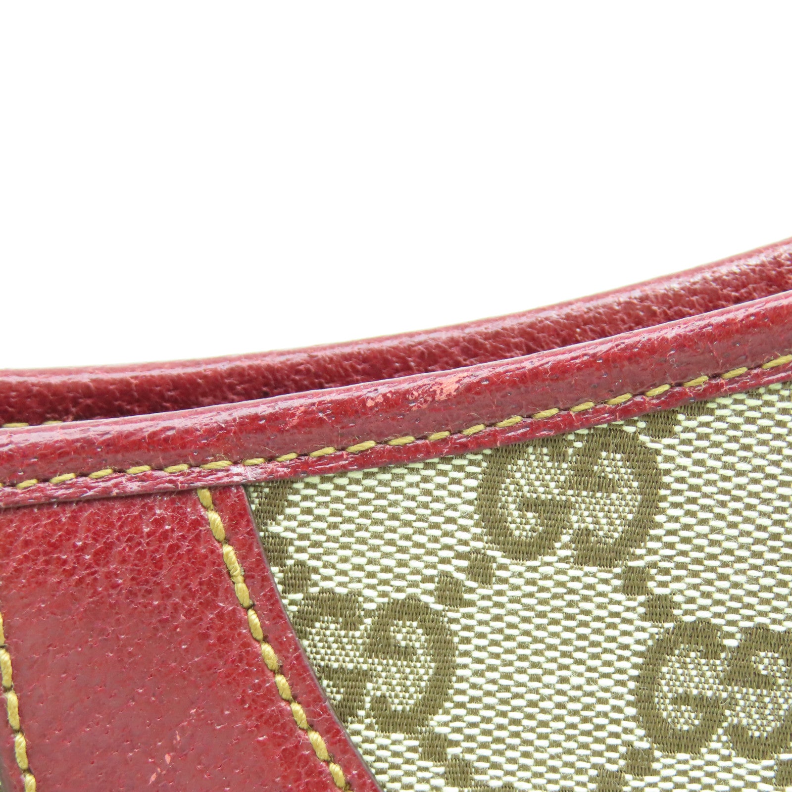 GUCCI 【清倉大減價】帆布/皮革Shoulder Bag銀扣肩背袋啡色/紅色
