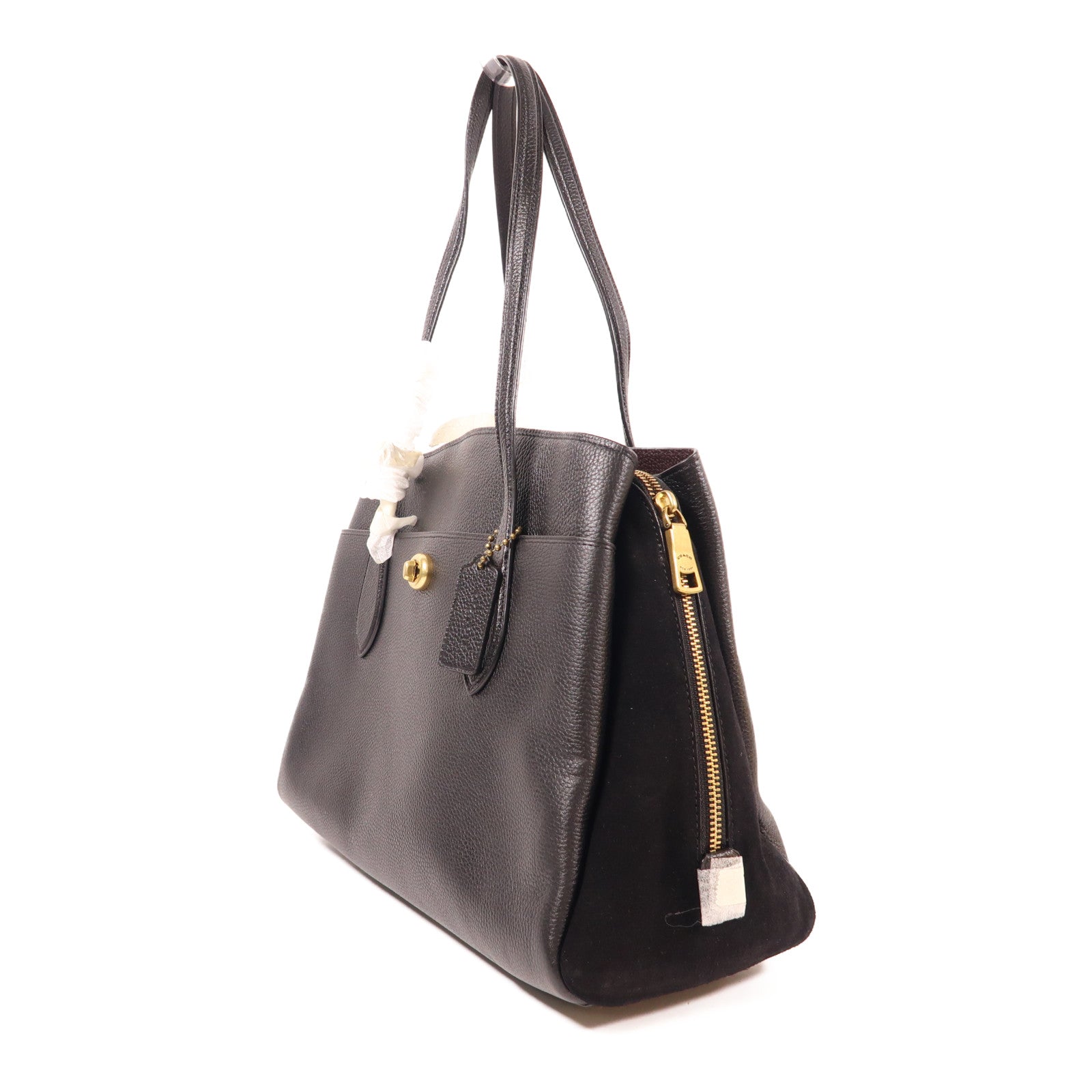 COACH GHW Tote Bag Shoulder Bag Calfskin Leather