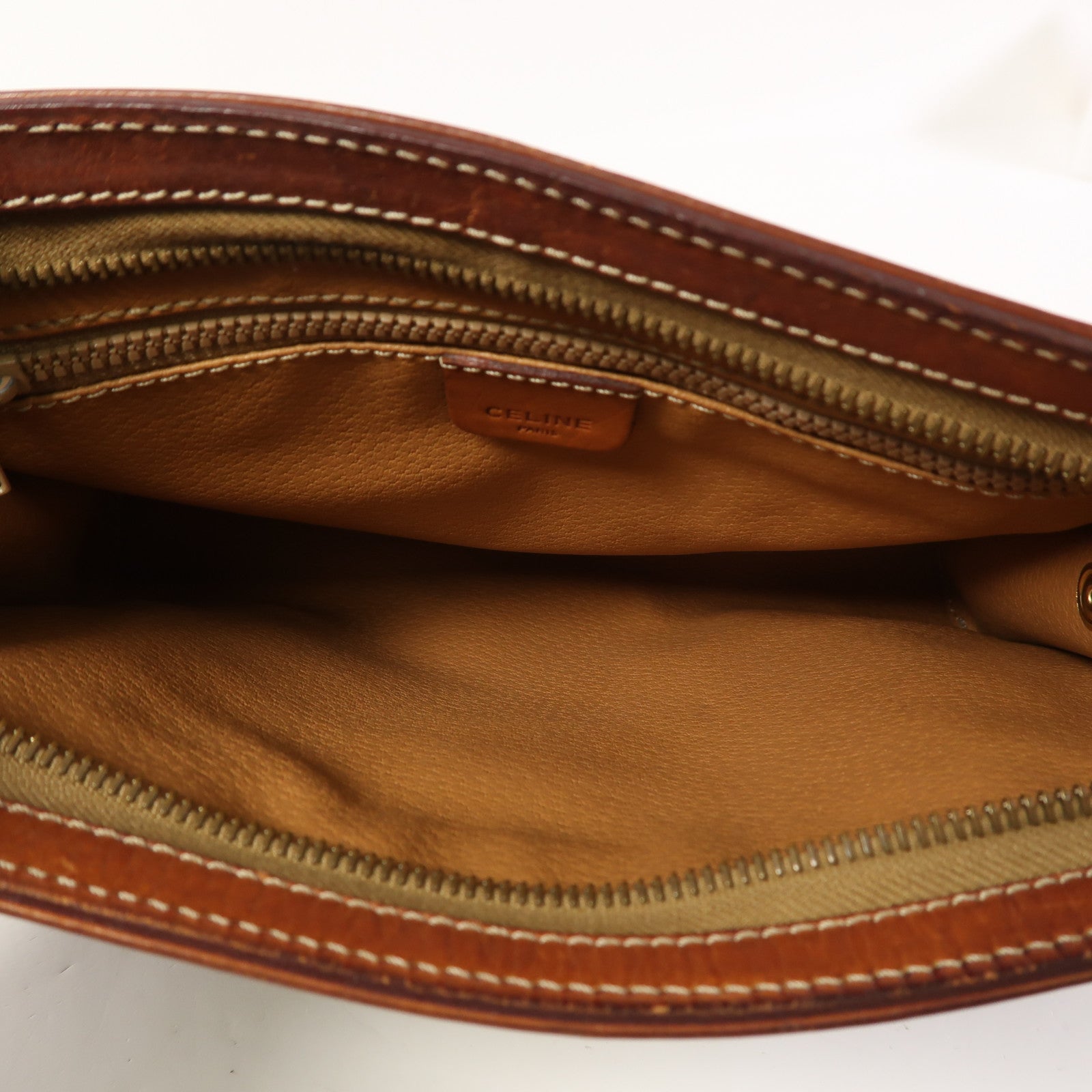 CELINE 牛皮皮革Shoulder Bag金扣鏈帶手挽肩背兩用袋