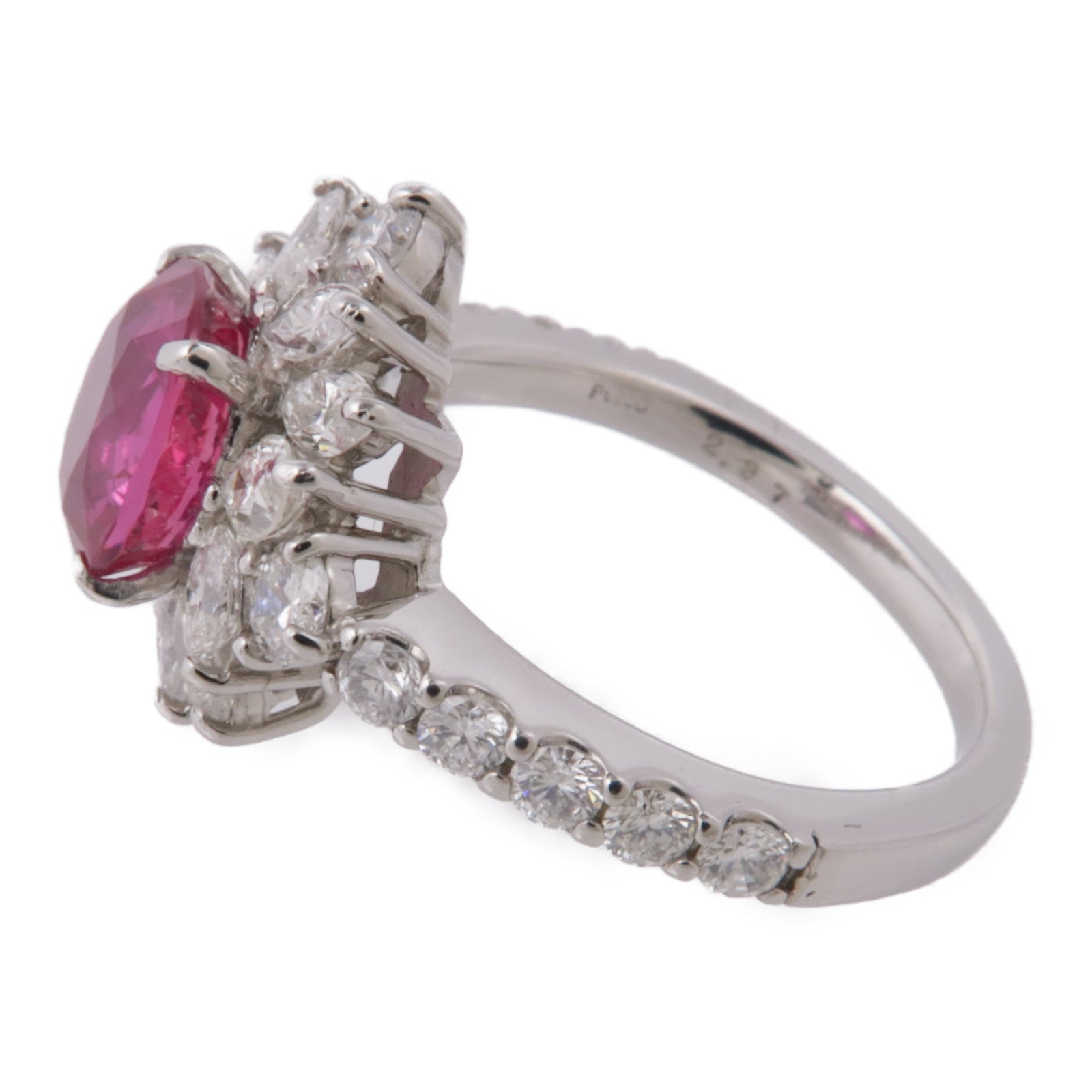 JEWELRY PT900鉑金Ruby Diamond Ring紅寶石/鑽石戒指US#6.75