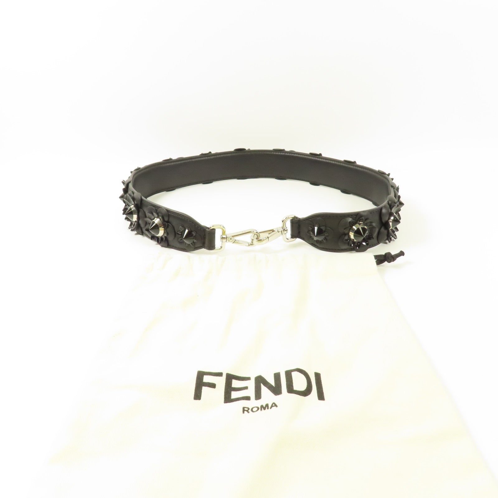 FENDI 牛皮皮革Shoulder Strap銀扣肩背帶