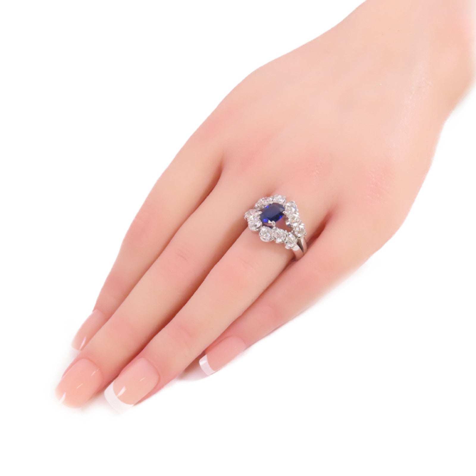 JEWELRY 【激減優惠】PT900鉑金/1.79ct藍寶石/2.50ct鑚石Sapphire Diamond Ring戒指US#7.5