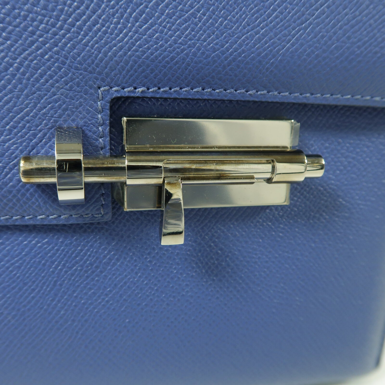 HERMES Epsom皮革Verrou 23銀扣肩背袋Bleu Encre