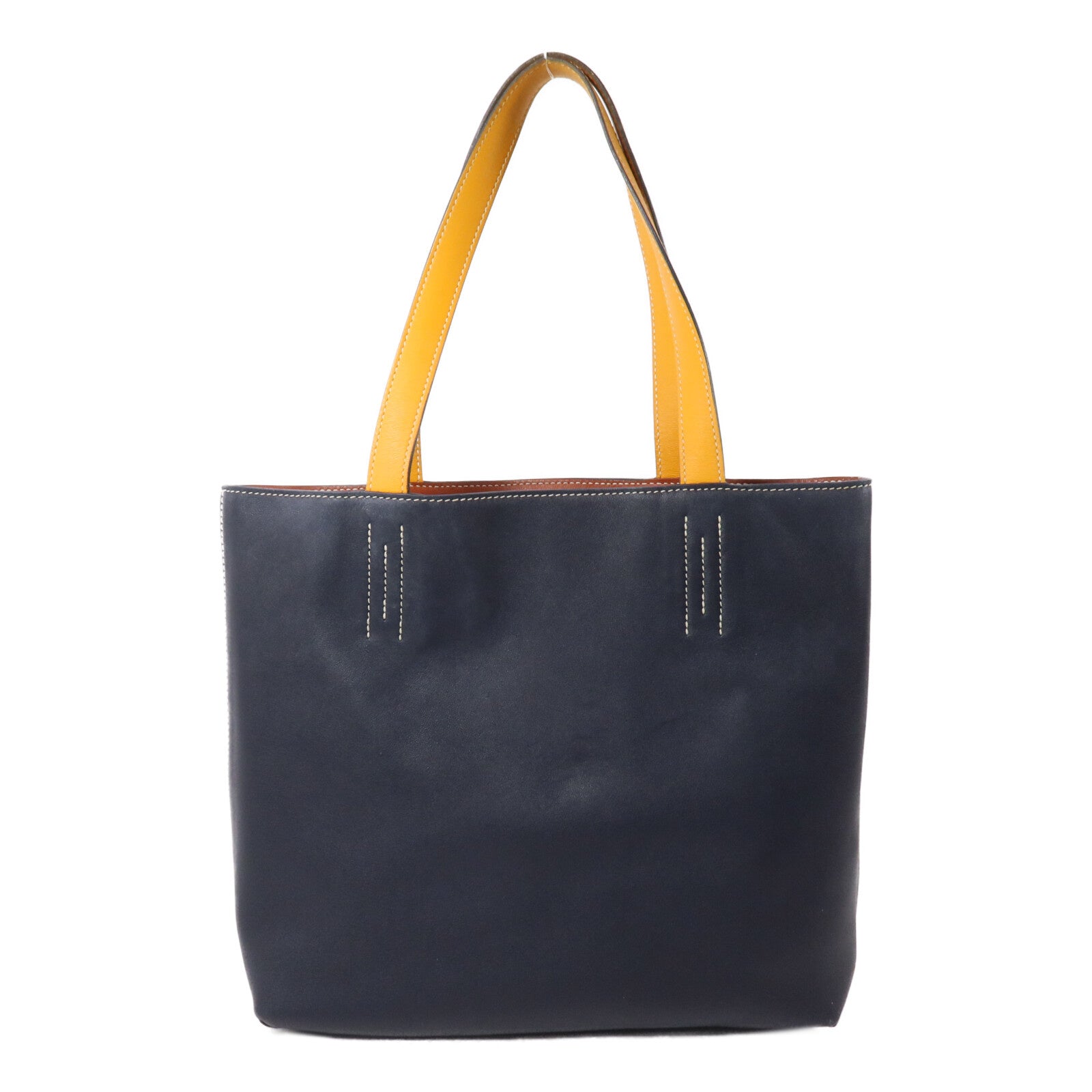 HERMES Swift皮革Double Sens 36手挽袋Bleu Indigo/Jaune d'Or/Cuivre