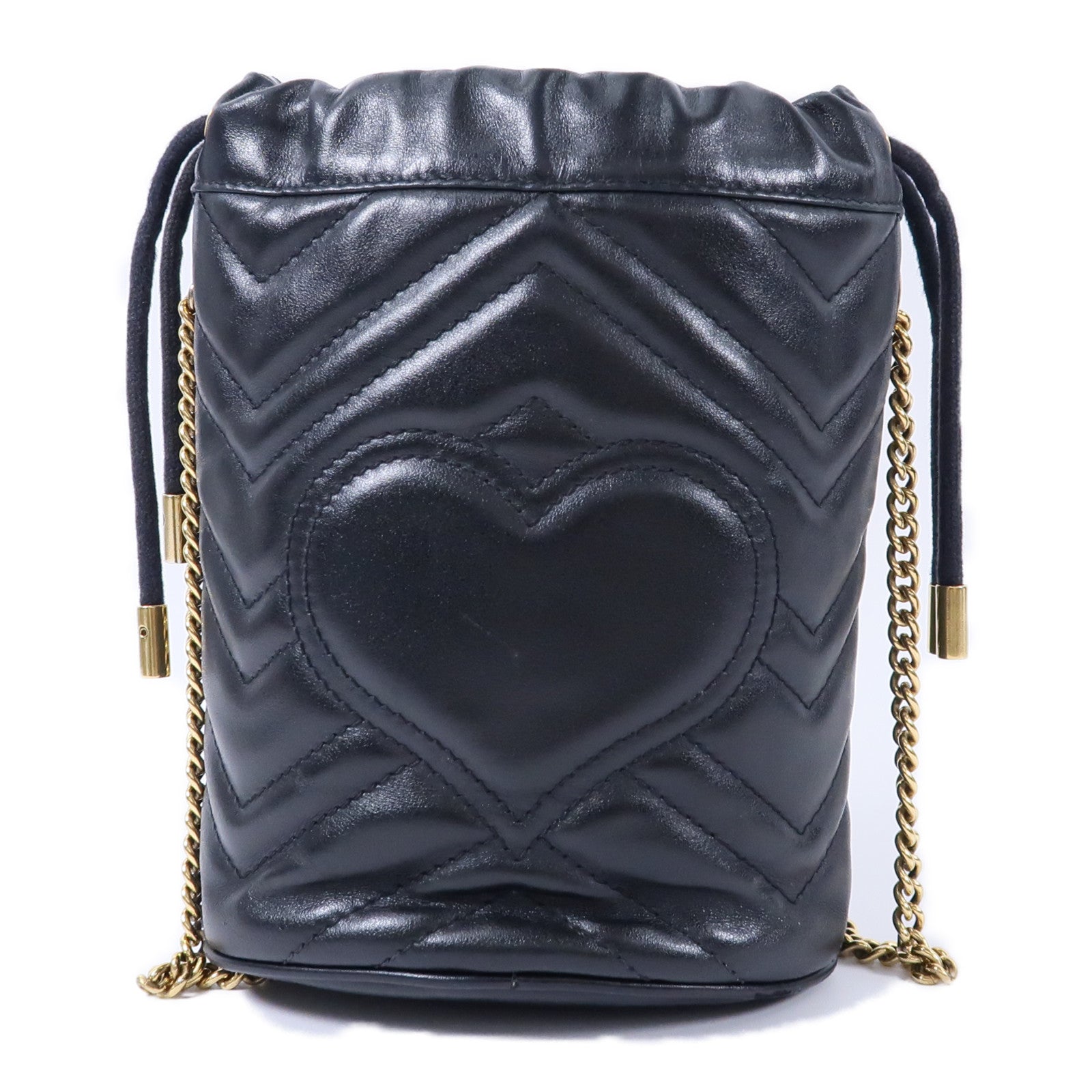 GUCCI 牛皮皮革GG Marmont Mini Bucket鏈帶肩背袋