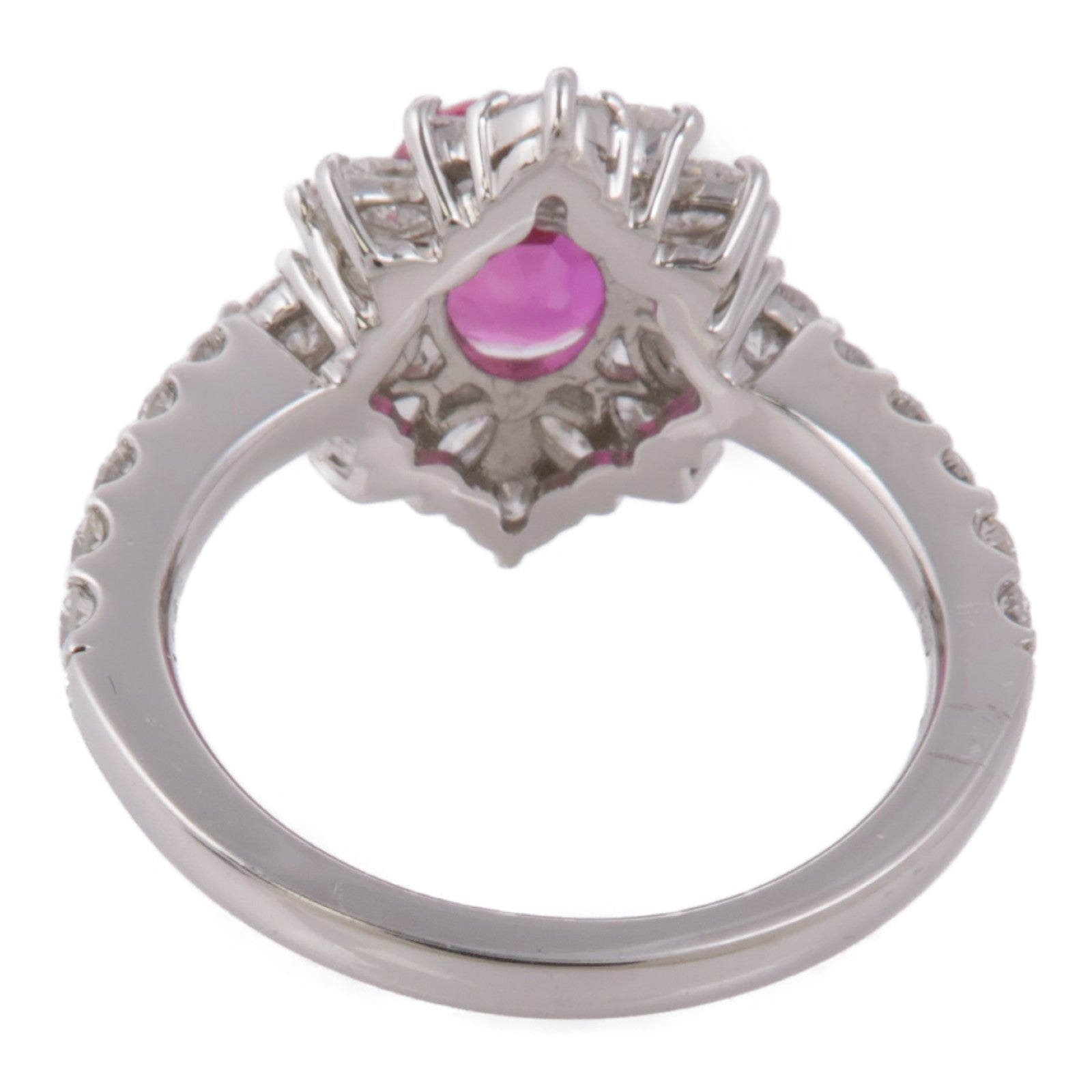 JEWELRY PT900鉑金Ruby Diamond Ring紅寶石/鑽石戒指US#6.75