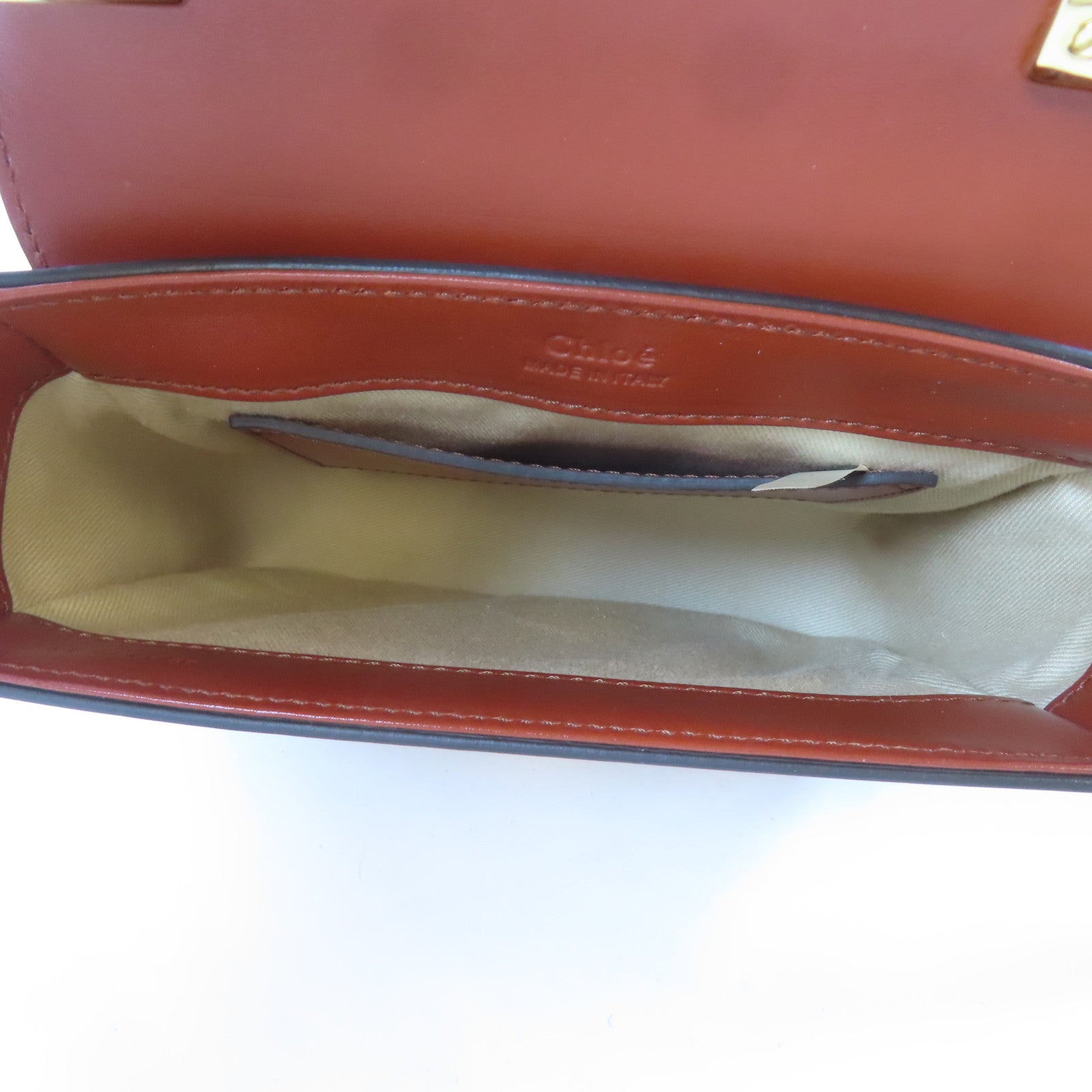 Chloe 牛皮皮革/麂皮皮革Mini C Bag金扣手挽肩背兩用袋啡紅色