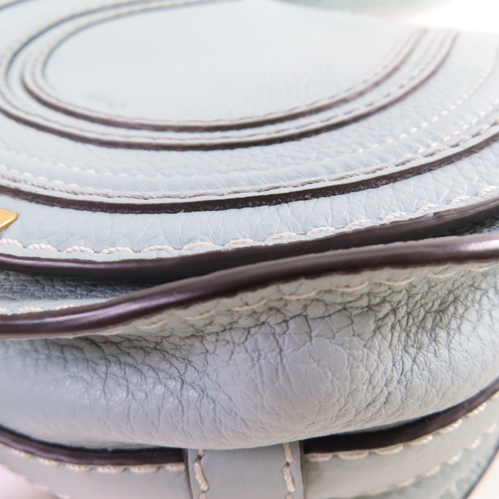 Chloe 牛皮皮革Marcie Small Shoulder Bag金扣肩背袋天空藍色
