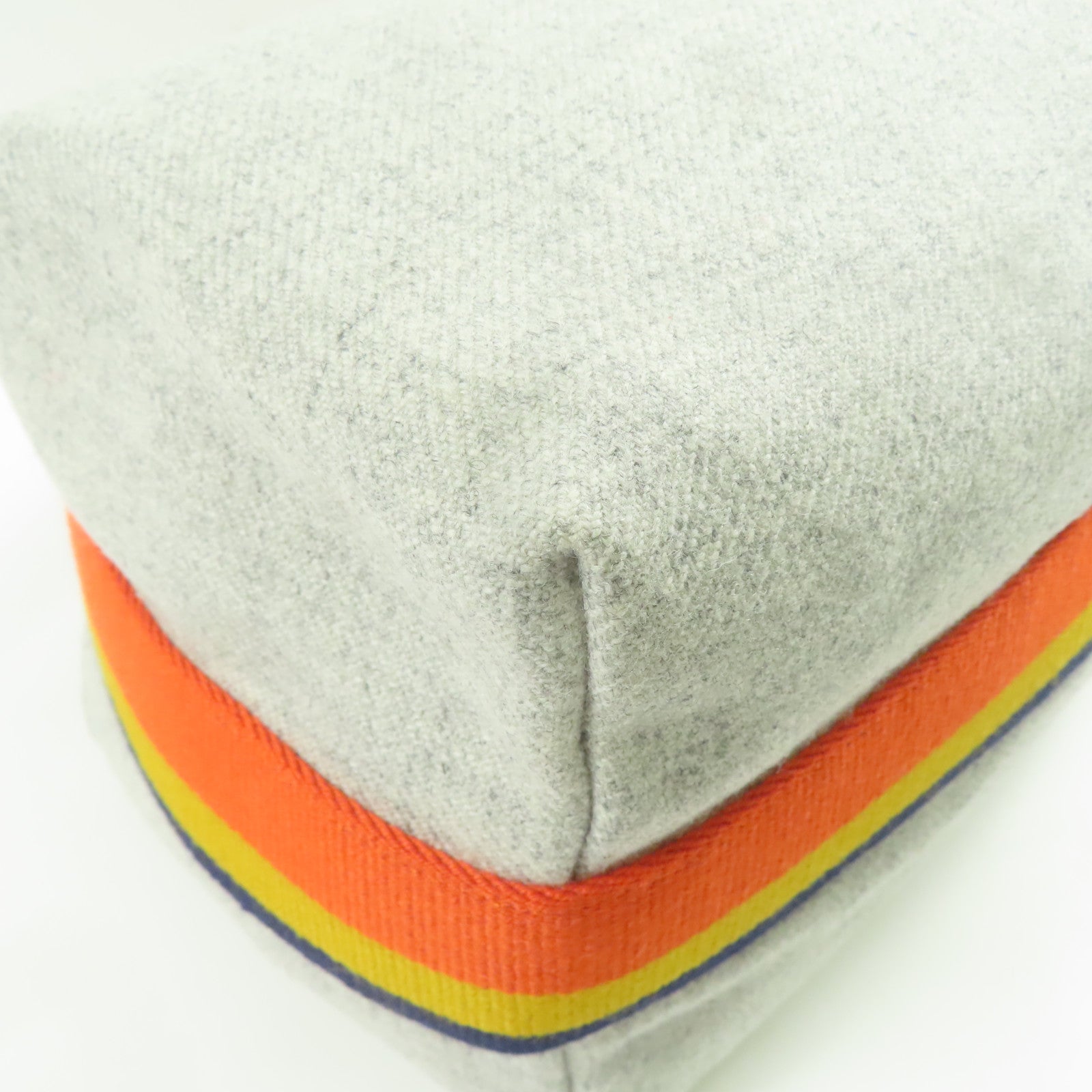 HERMES Toile H帆布Bride a Brac銀扣手挽袋灰色