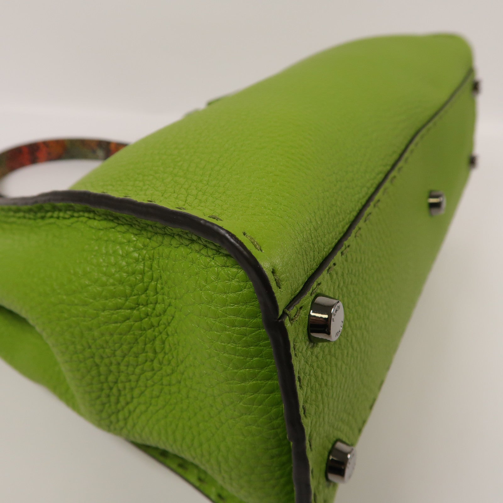 FENDI 牛皮/蛇皮革Peekaboo銀扣手挽肩背兩用袋