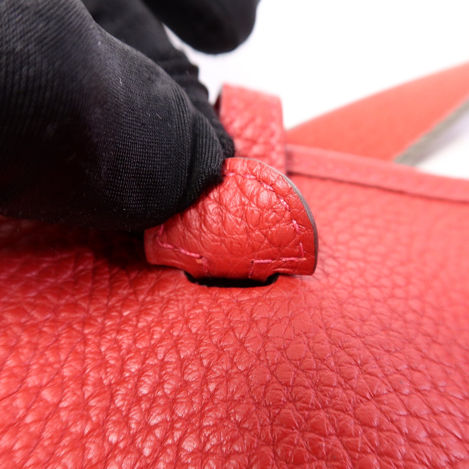 HERMES Clemence皮革Evelyne TPM肩背袋Rouge Vif