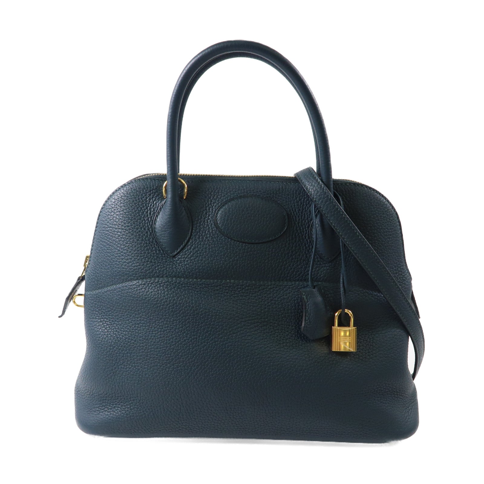 HERMES Clemence皮革Bolide 31銀扣手挽肩背兩用袋Colvert/鴨子藍