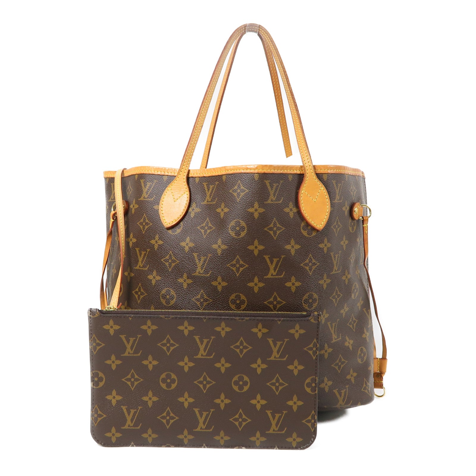LOUIS VUITTON Monogram Neverfull MM金扣肩背袋啡色