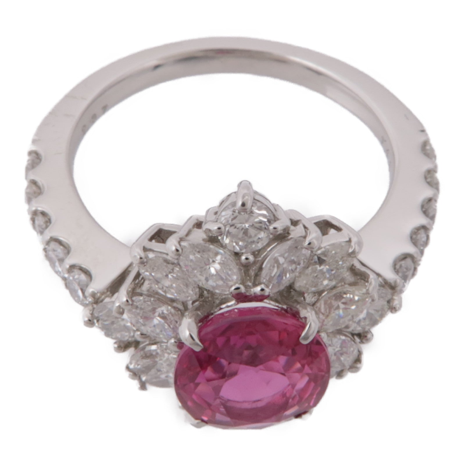 JEWELRY PT900鉑金Ruby Diamond Ring紅寶石/鑽石戒指US#6.75