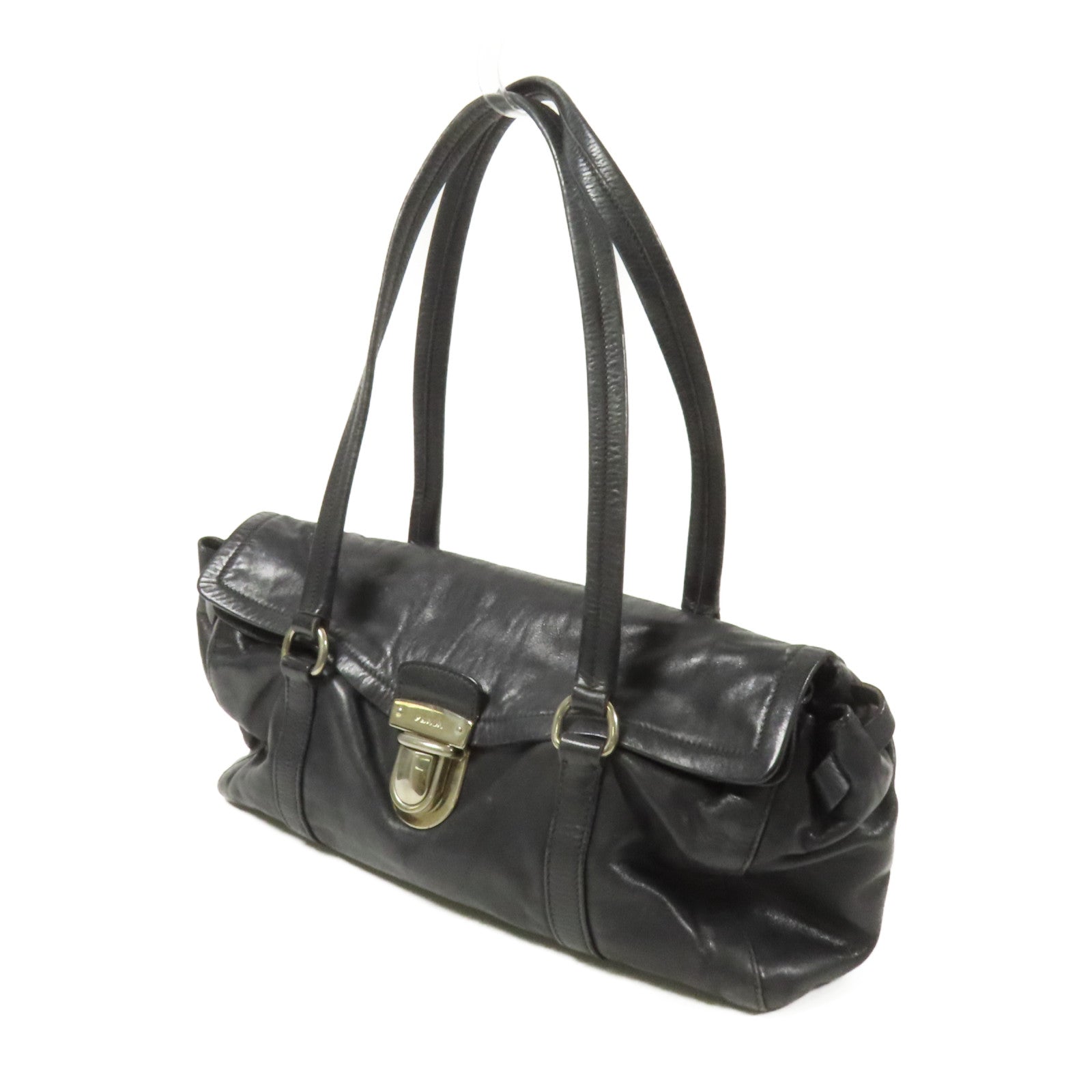 PRADA 牛皮皮革Shoulder Bag銀扣肩背袋