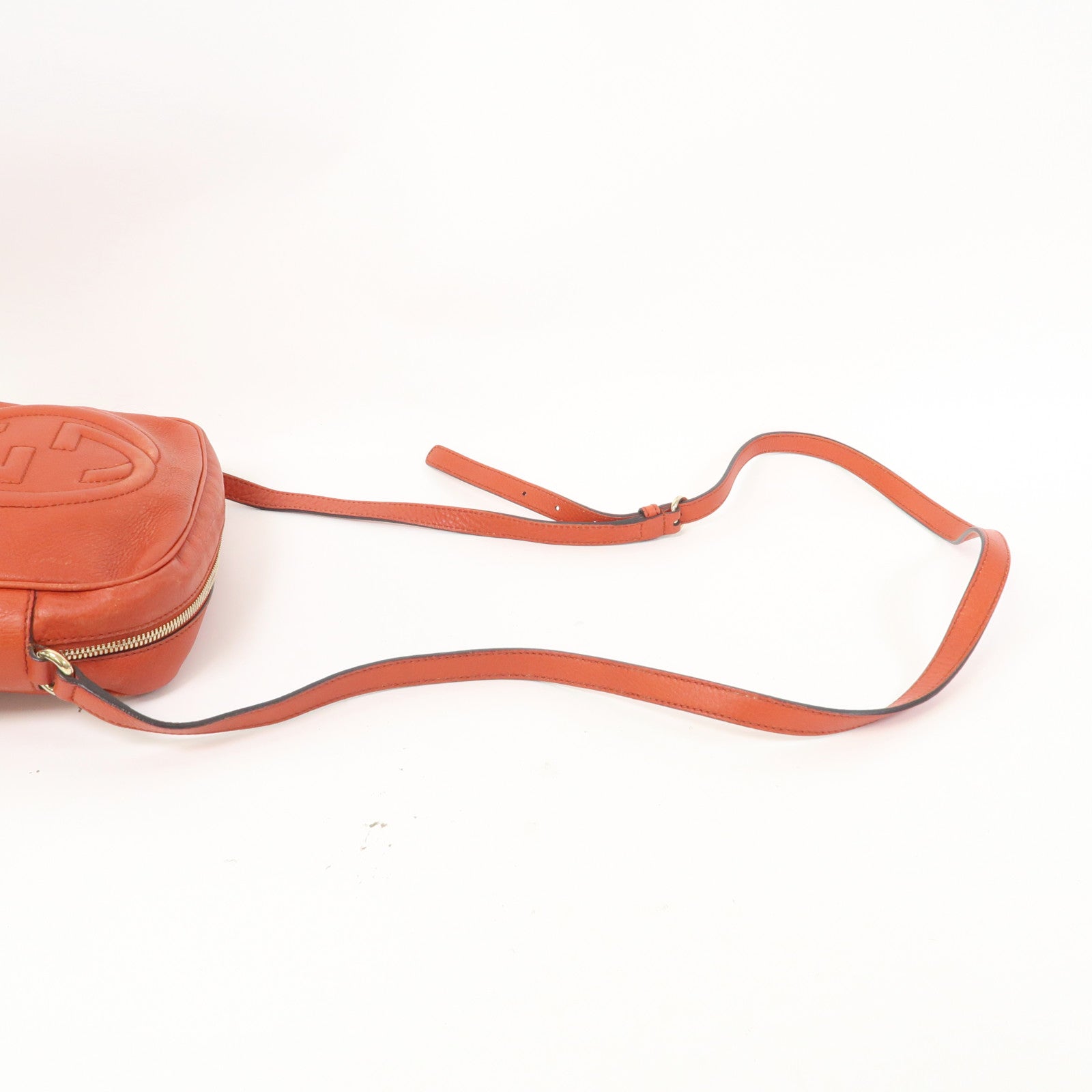 GUCCI 牛皮皮革Soho Disco Bag金扣肩背袋橙紅色