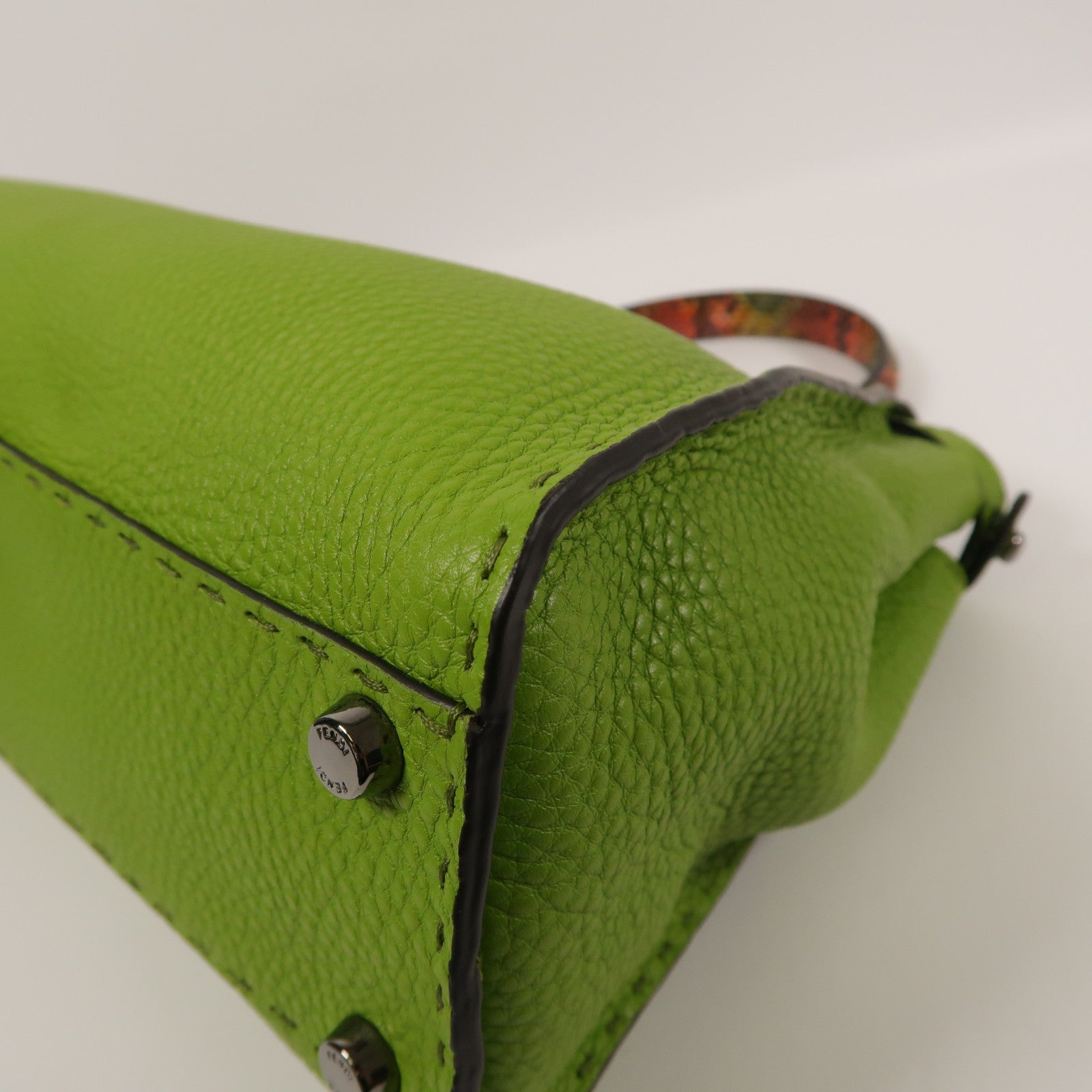 FENDI 牛皮/蛇皮革Peekaboo銀扣手挽肩背兩用袋