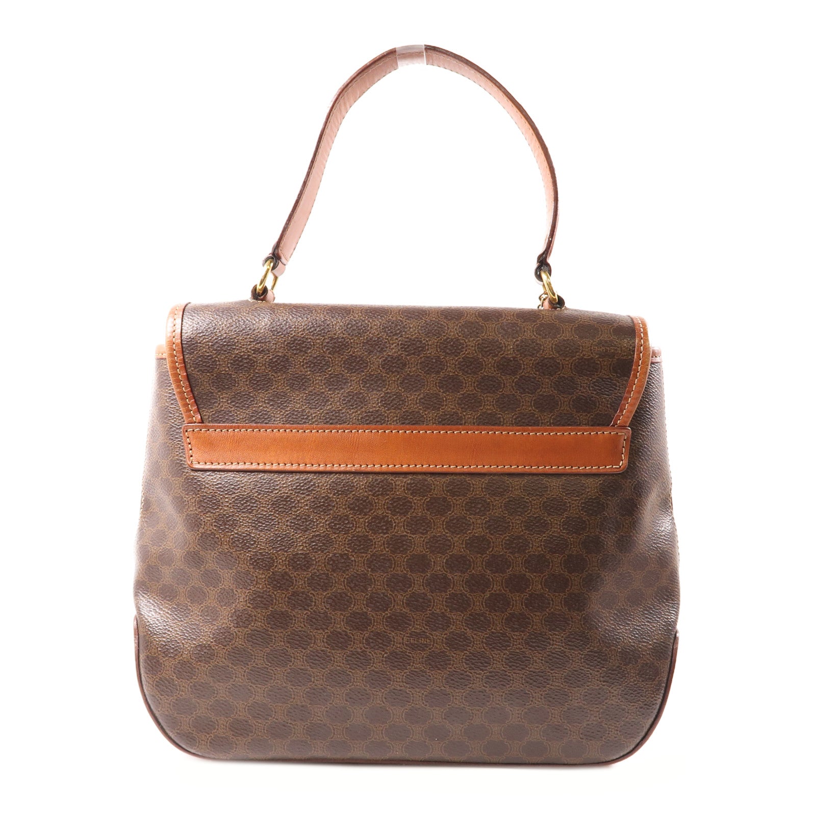 CELINE 塗層帆布2 Way Shoulder金扣手挽肩背兩用袋棕色