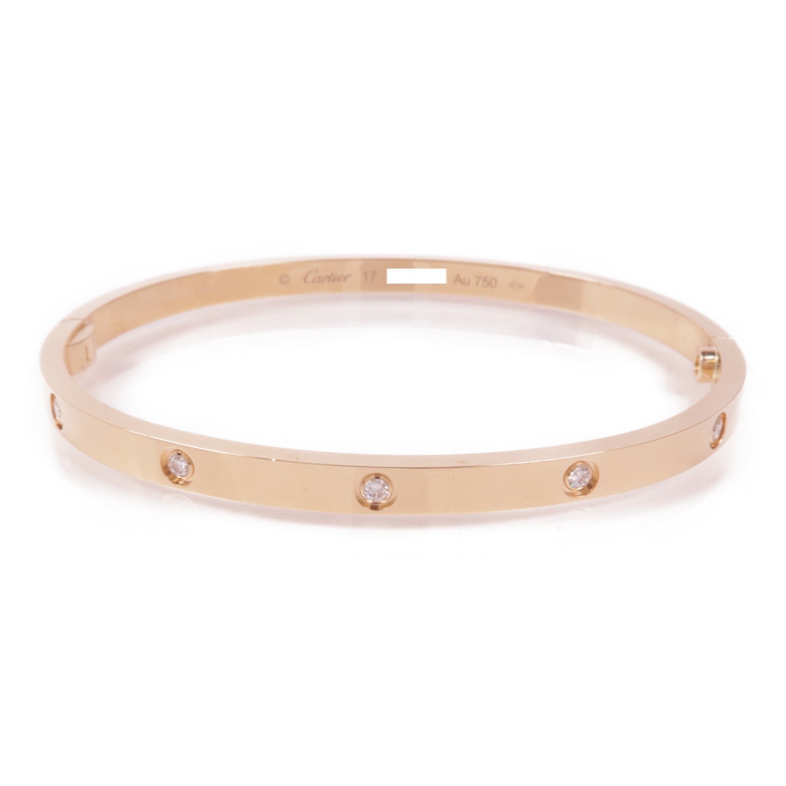 CARTIER 18K玫瑰金Love Bracelet Small Model 10 Diamonds鑽石手鐲Cartier#17