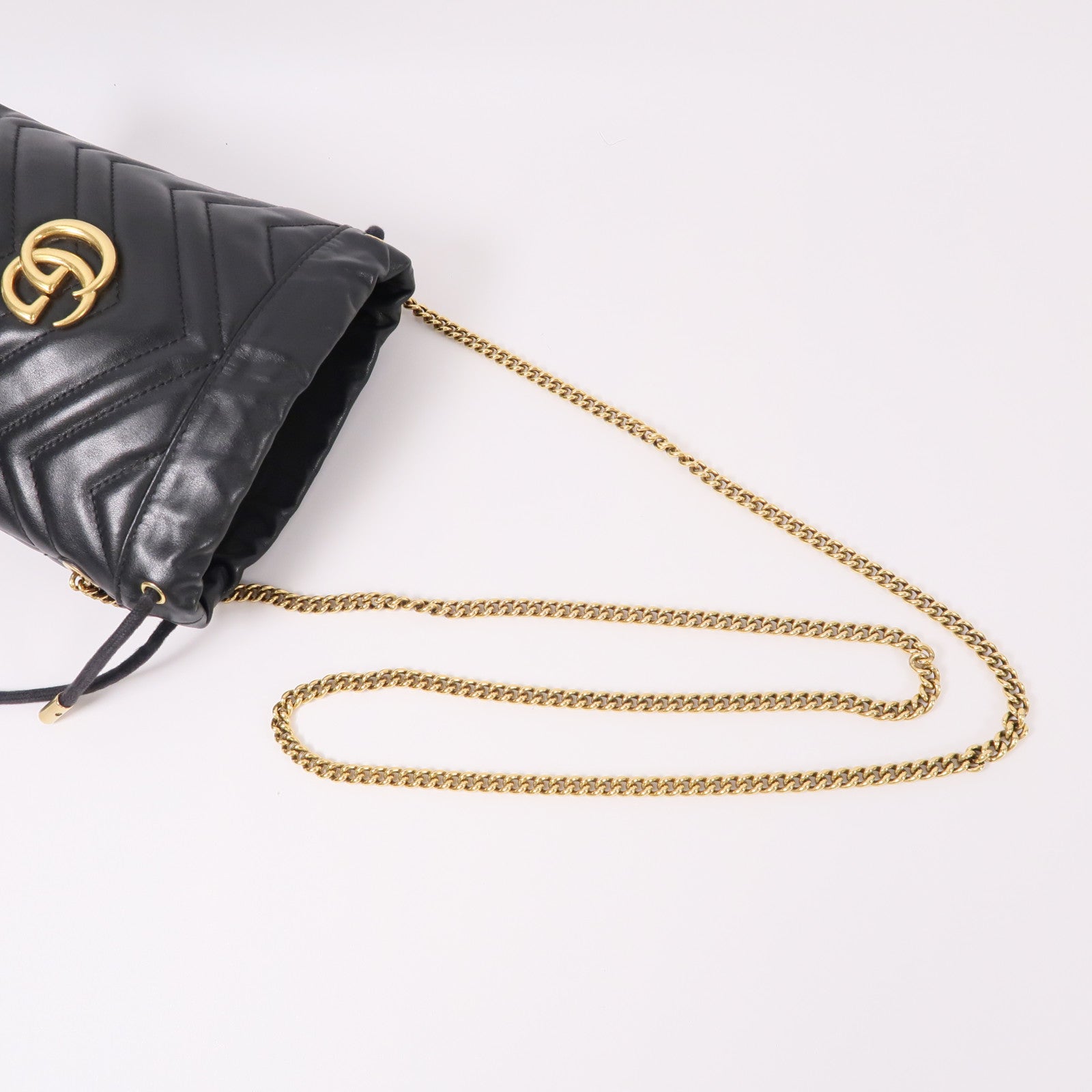 GUCCI 牛皮皮革GG Marmont Mini Bucket鏈帶肩背袋